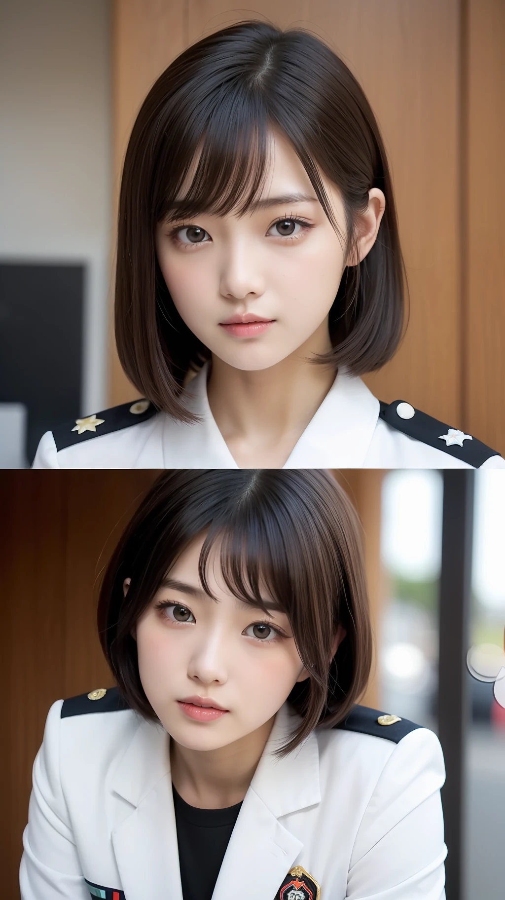 Desportivo、Japan Idols、japanaese girl、Bob Hair、A dark-haired、brown-eyed、uniformss、