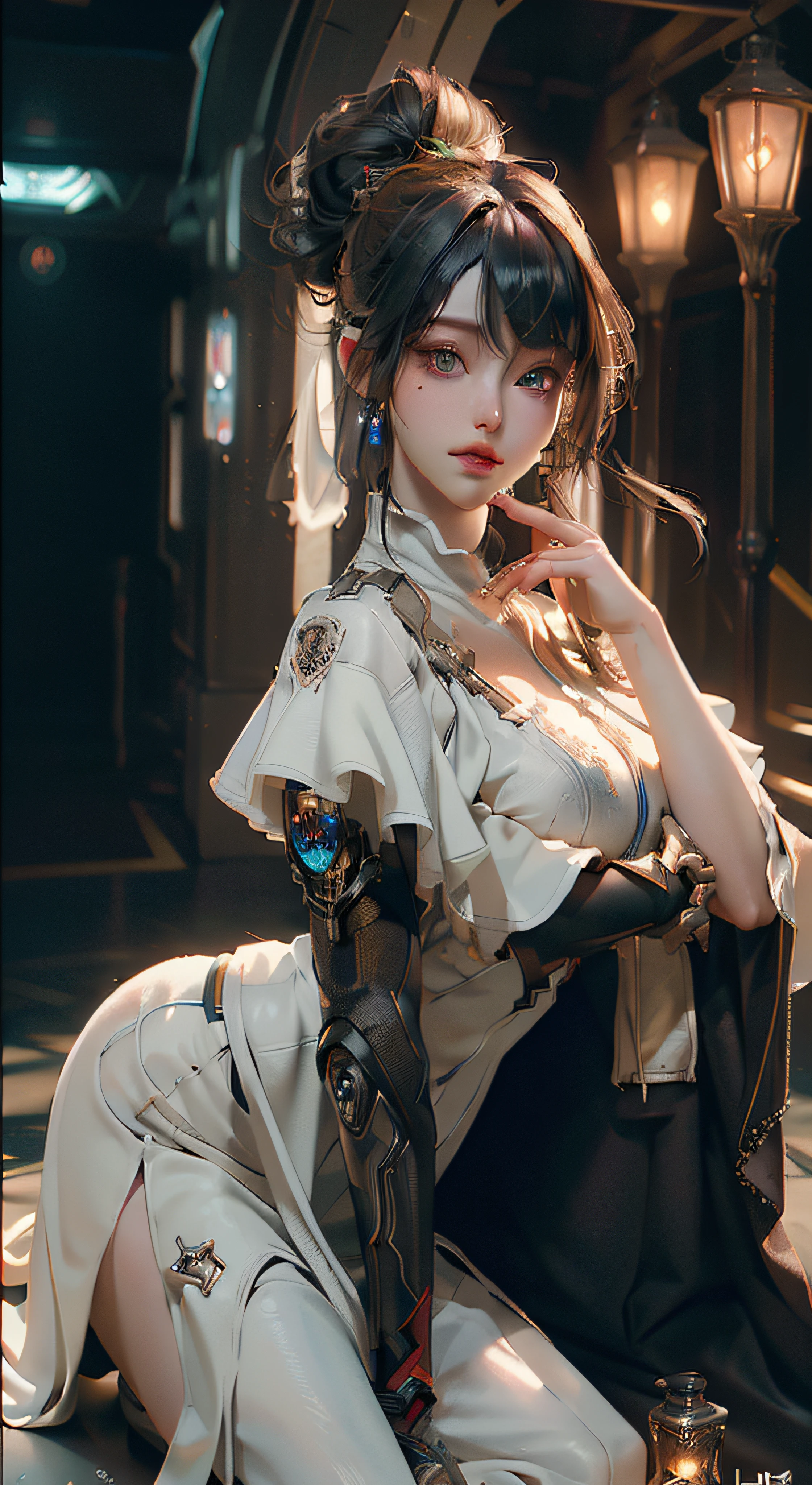((Best quality)), ((masterpiece)), (detailed:1.4), 3D, an image of a beautiful cyberpunk female,HDR (High Dynamic Range),Ray Tracing,NVIDIA RTX,Super-Resolution,Unreal 5,Subsurface scattering,PBR Texturing,Post-processing,Anisotropic Filtering,Depth-of-field,Maximum clarity and sharpness,Multi-layered textures,Albedo and Specular maps,Surface shading,Accurate simulation of light-material interaction,Perfect proportions,Octane Render,Two-tone lighting,Wide aperture,Low ISO,White balance,Rule of thirds,8K RAW,