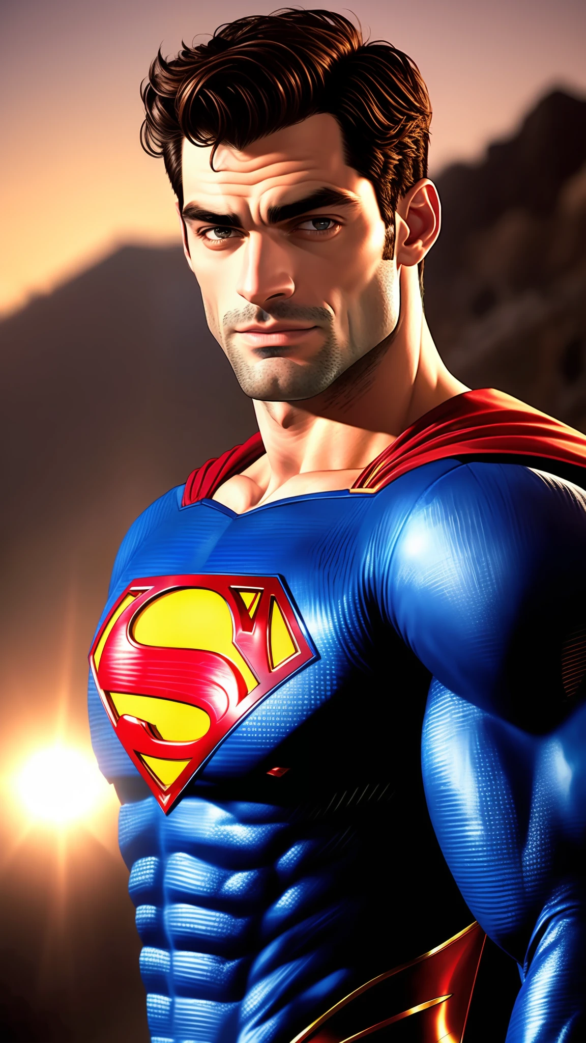Superman Sean O'Pry, cinemactic, hiper-realista, fotografia, pele detalhada, HDR, Cinematography, noite