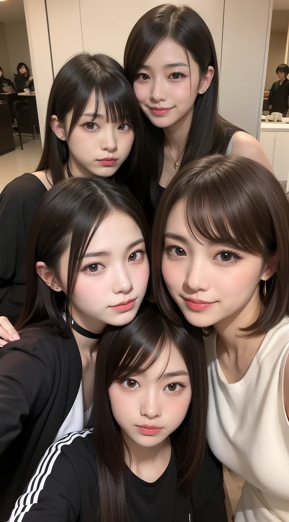 Japan Idols、japanaese girl、Bob Hair、shorth hair、A dark-haired、Brown-eyed、circle、frombelow、Become a circle、