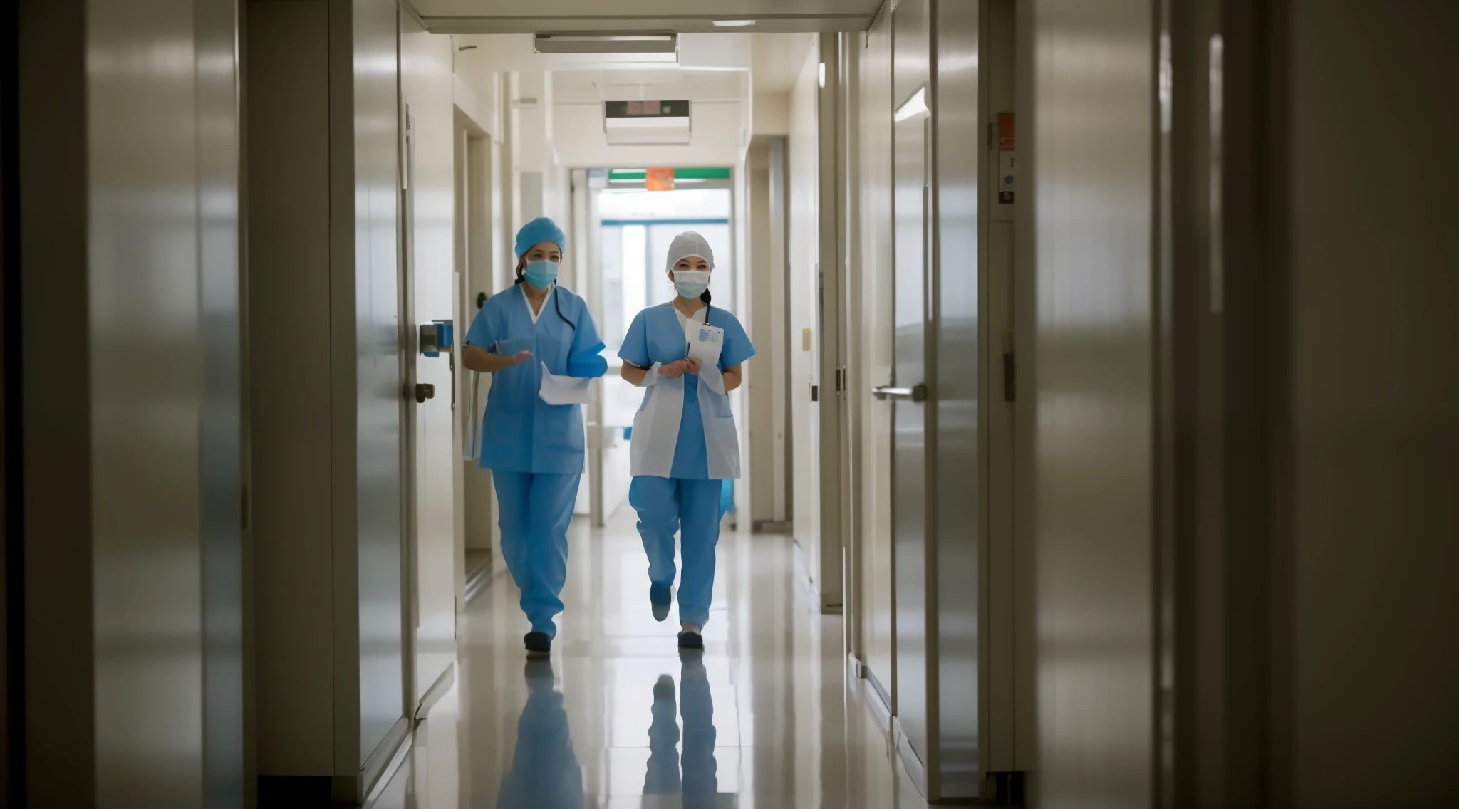 in white, The dazzling corridors of the hospital, Doctors and nurses are seen buzzing and talking.
break
They are dedicated to treating patients, serious facial expression. In the hands of doctors、Have medical records of patients you think are important.
break
In the mean time, A nurse is checking an intravenous drip.
break
Further down the corridor, The door to the operating room is visible..., Just thinking about what is happening inside increases tension.