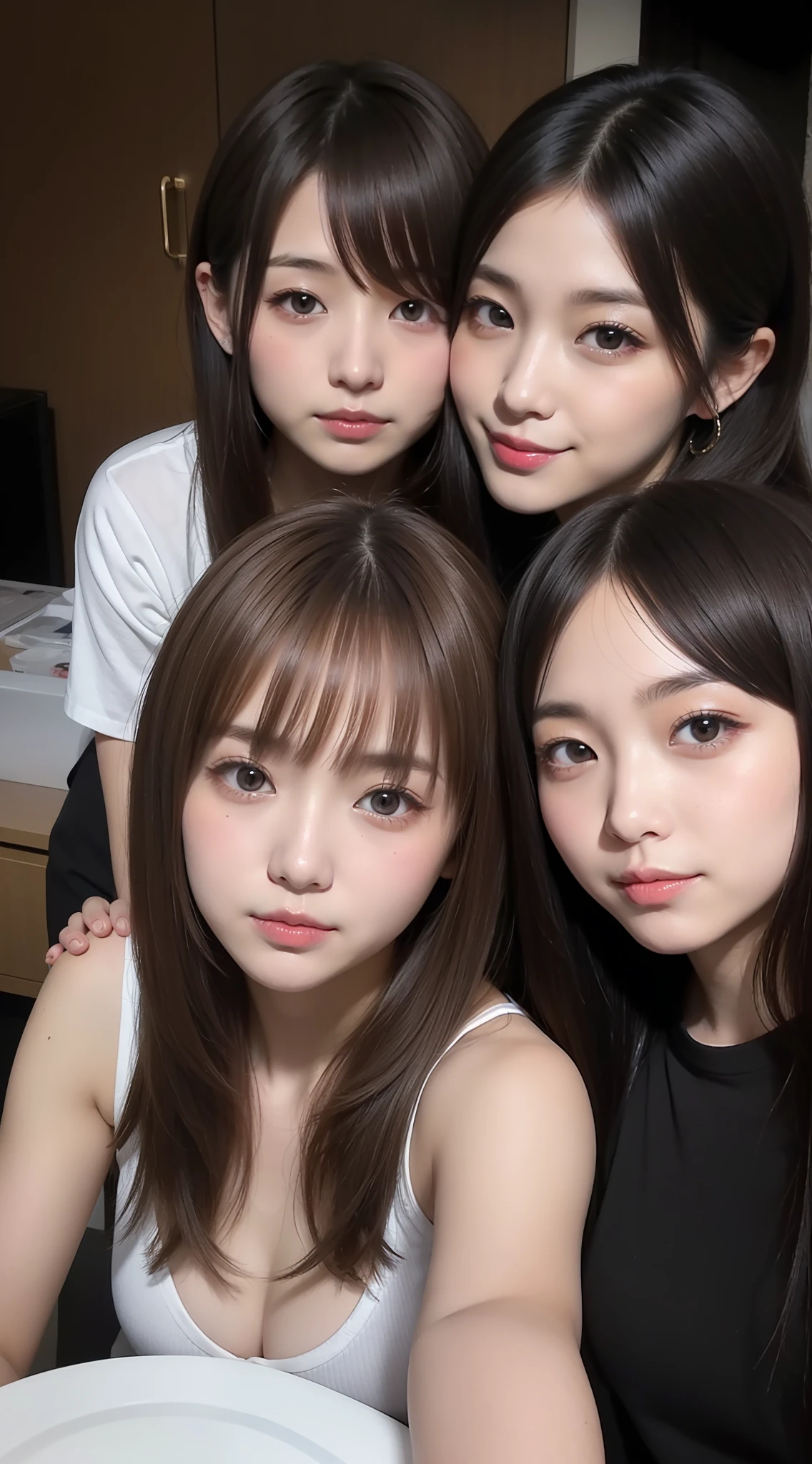 Japan Idols、japanaese girl、Bob Hair、shorth hair、A dark-haired、Brown-eyed、circle、frombelow、Become a circle、