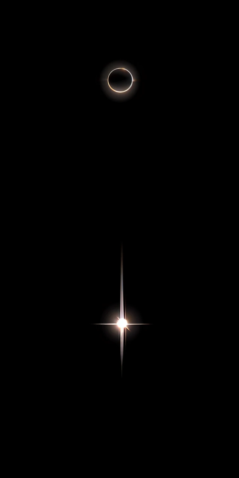 Eclipise com uma Estrela Negra e uma corona branca