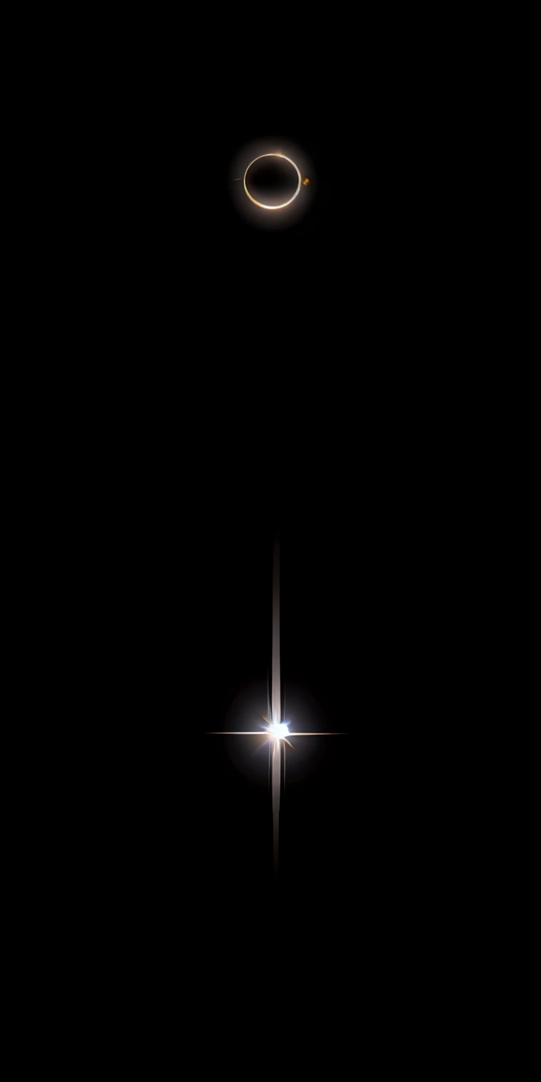 Eclipise com uma Estrela Negra e uma corona branca