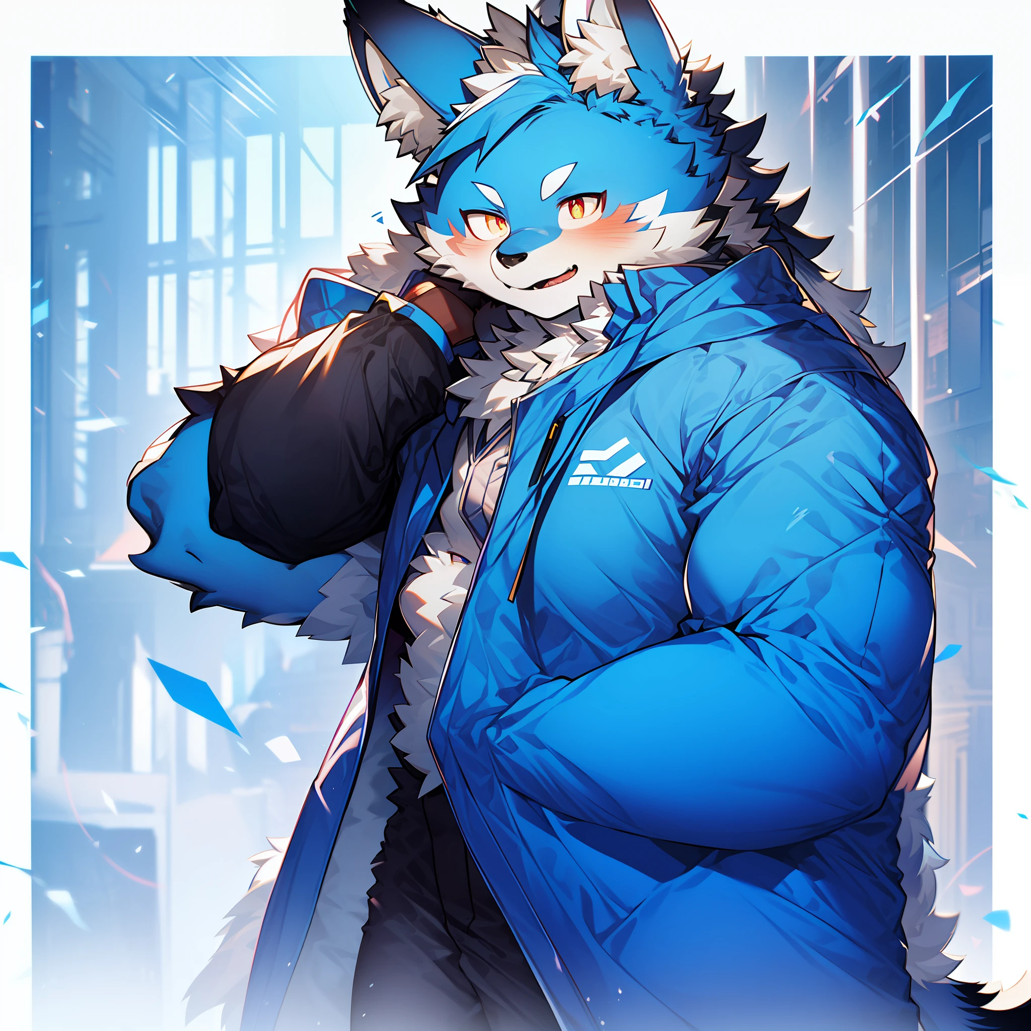 Furry,coyote,Blue-white hair,Blue pupil