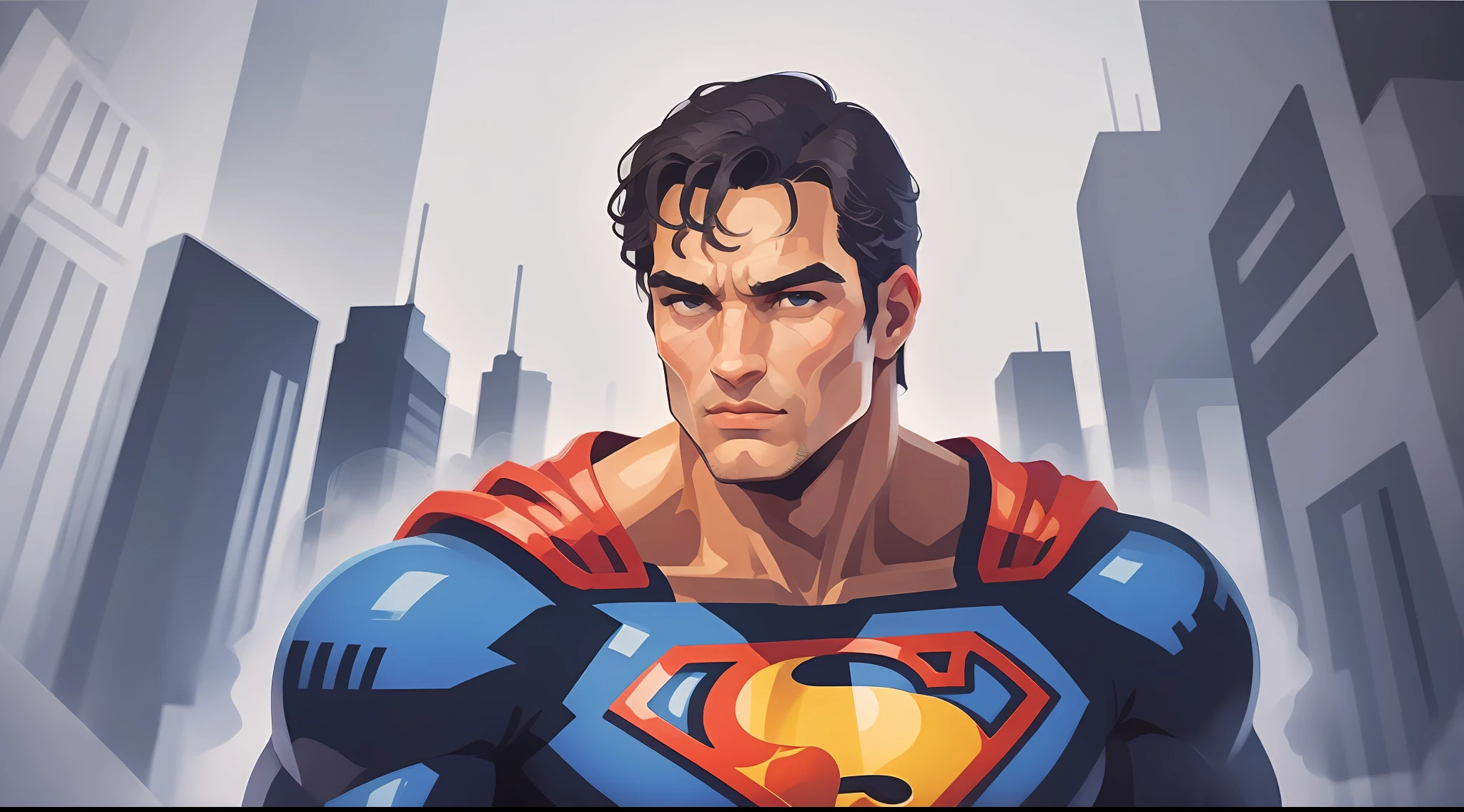 estilo Desenho SUPERMAN,   Looking at the Viewer, Cartoon,  corpo inteiro, Front view, detalhe do rosto , fundo branco