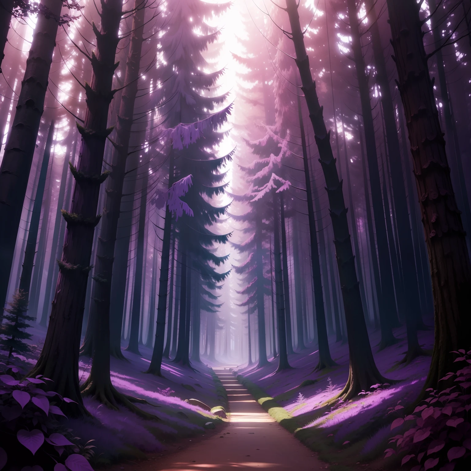 purple forest, magic, wallpaper, 8k, manga stylish
