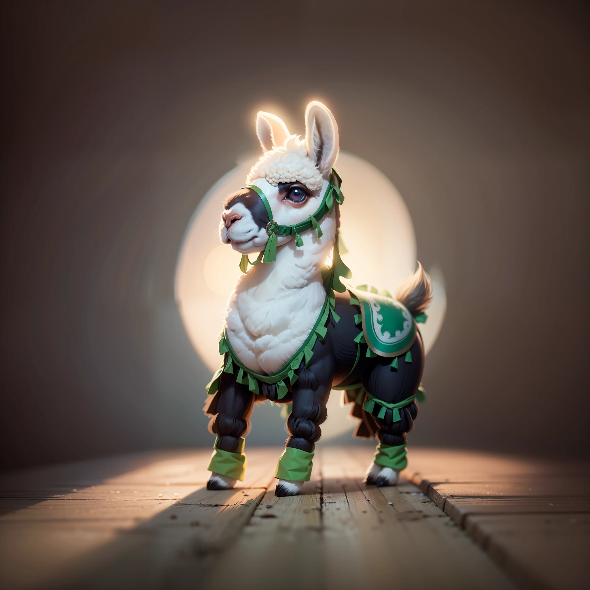 Cute little baby adorable ALPACA with beautiful eyes, Roupa verde oliva: 1.5, 8k, octan render, ROUPA VERDE: 1.5