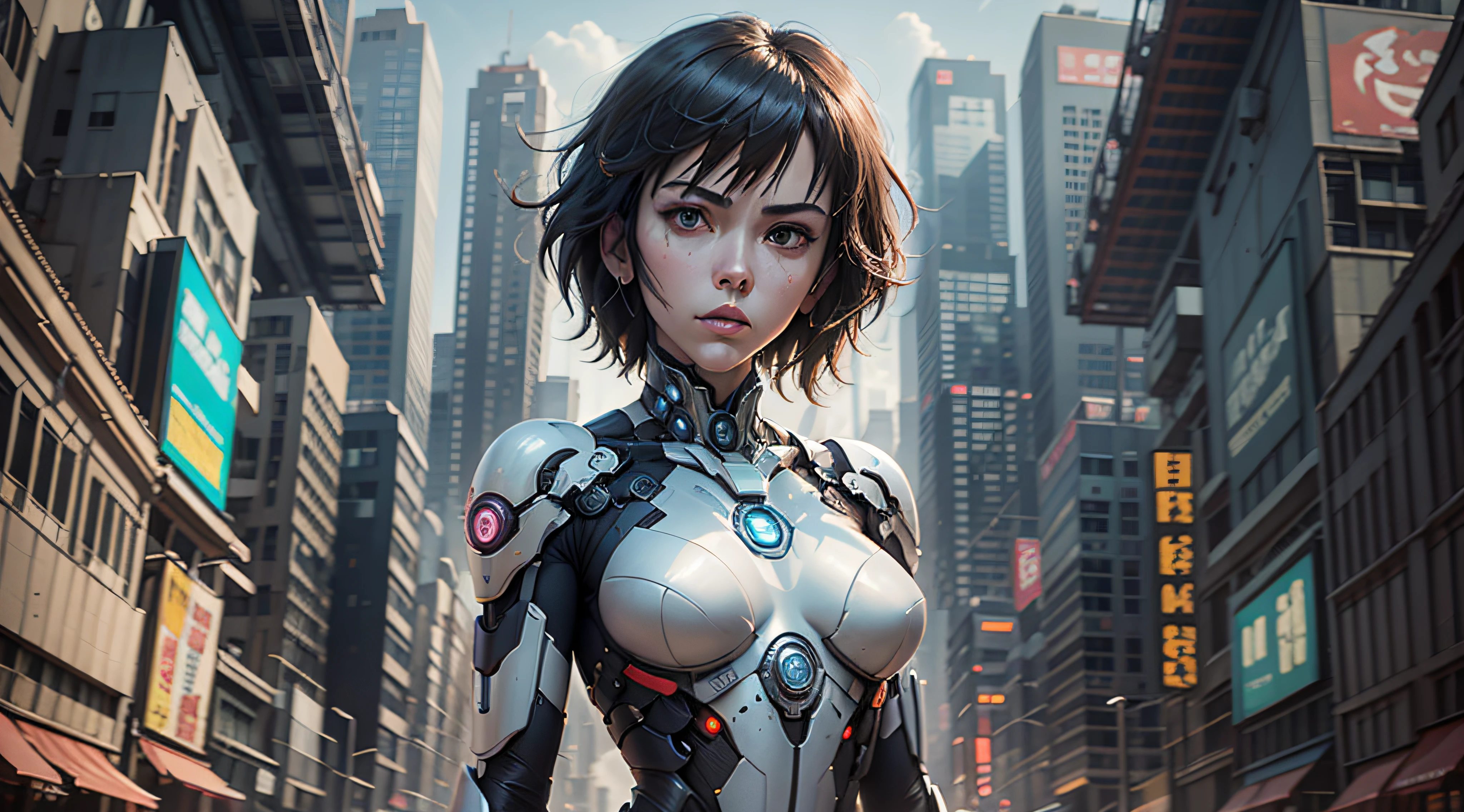 ghost in the shell kusanagi corpo escultural, numa maquina com cabos e fios ligados,