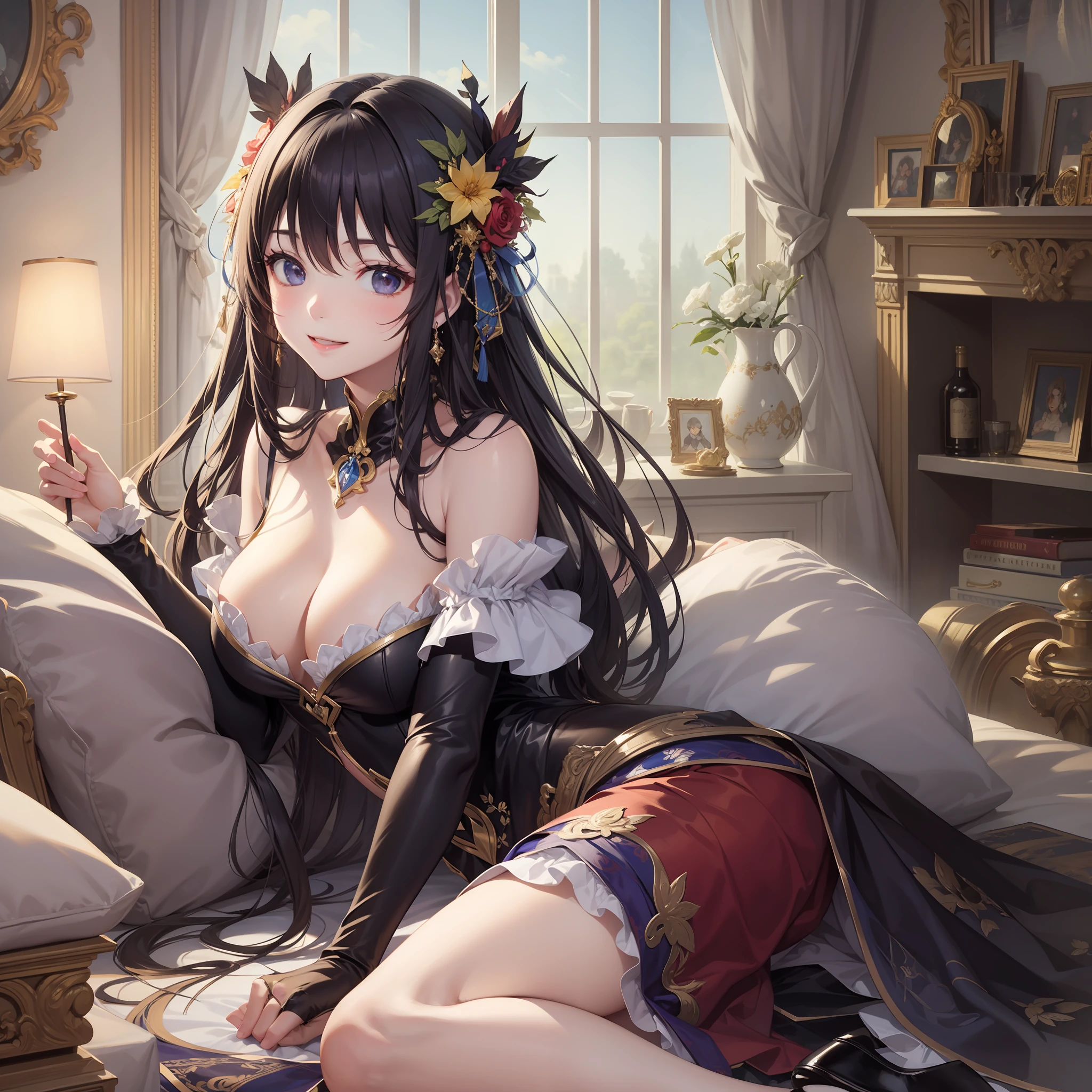 Multiple characters in the harem were drawn with smiles、Masterpiece illustrations of the highest quality and ultra-high resolution。a beauty girl