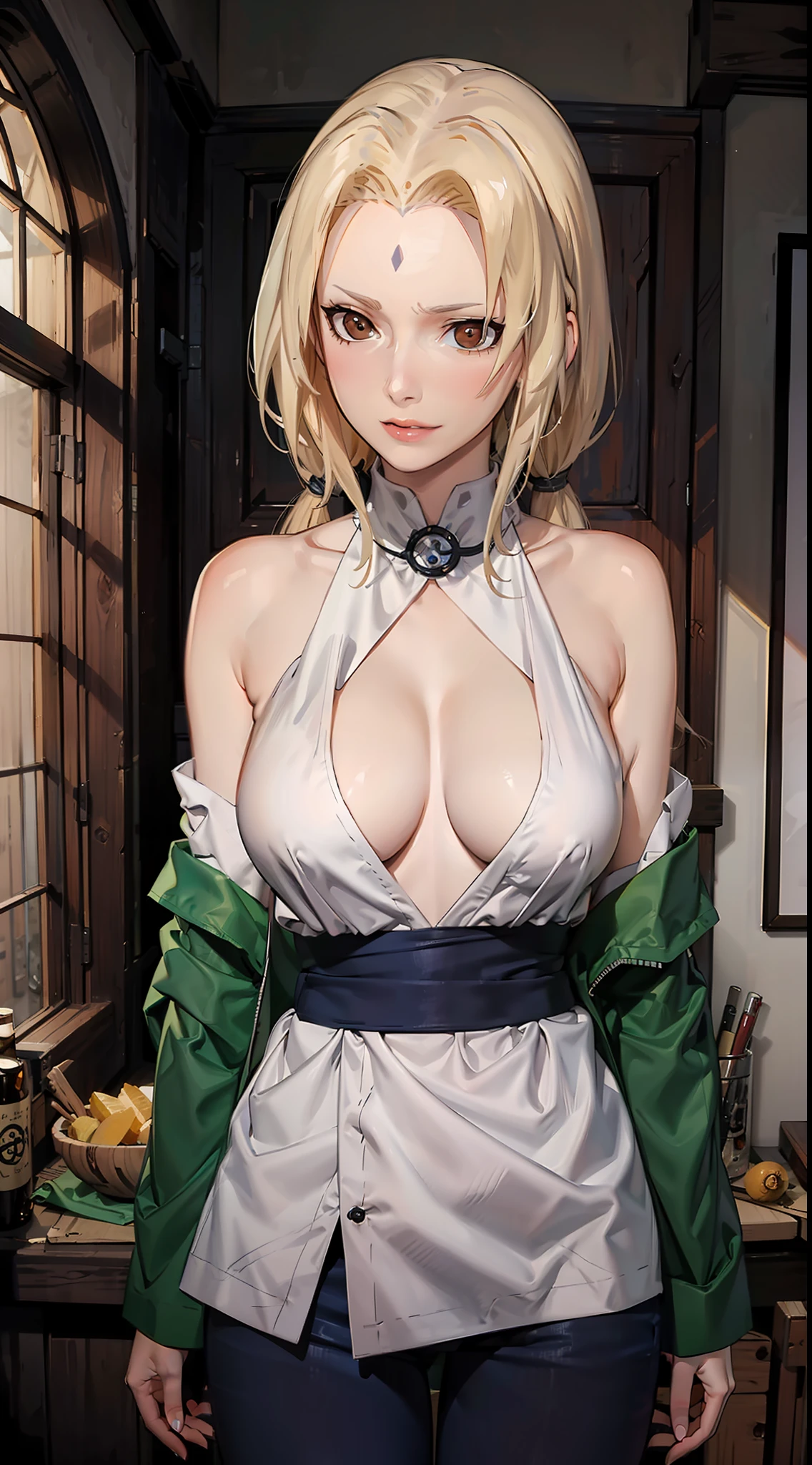 Tsunade,Ripe body,Off-the-shoulder attire,the detail