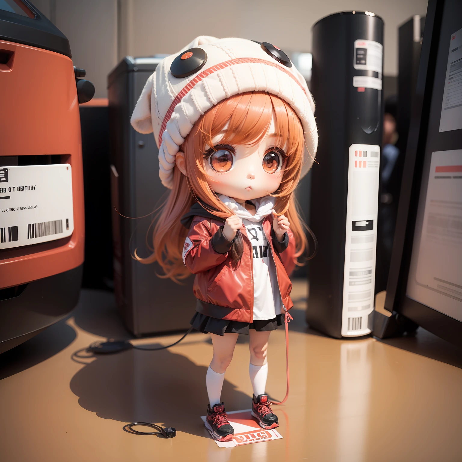 1 girl with hat,chibi girl,Plastic OOD,Full body like,Moe new big head