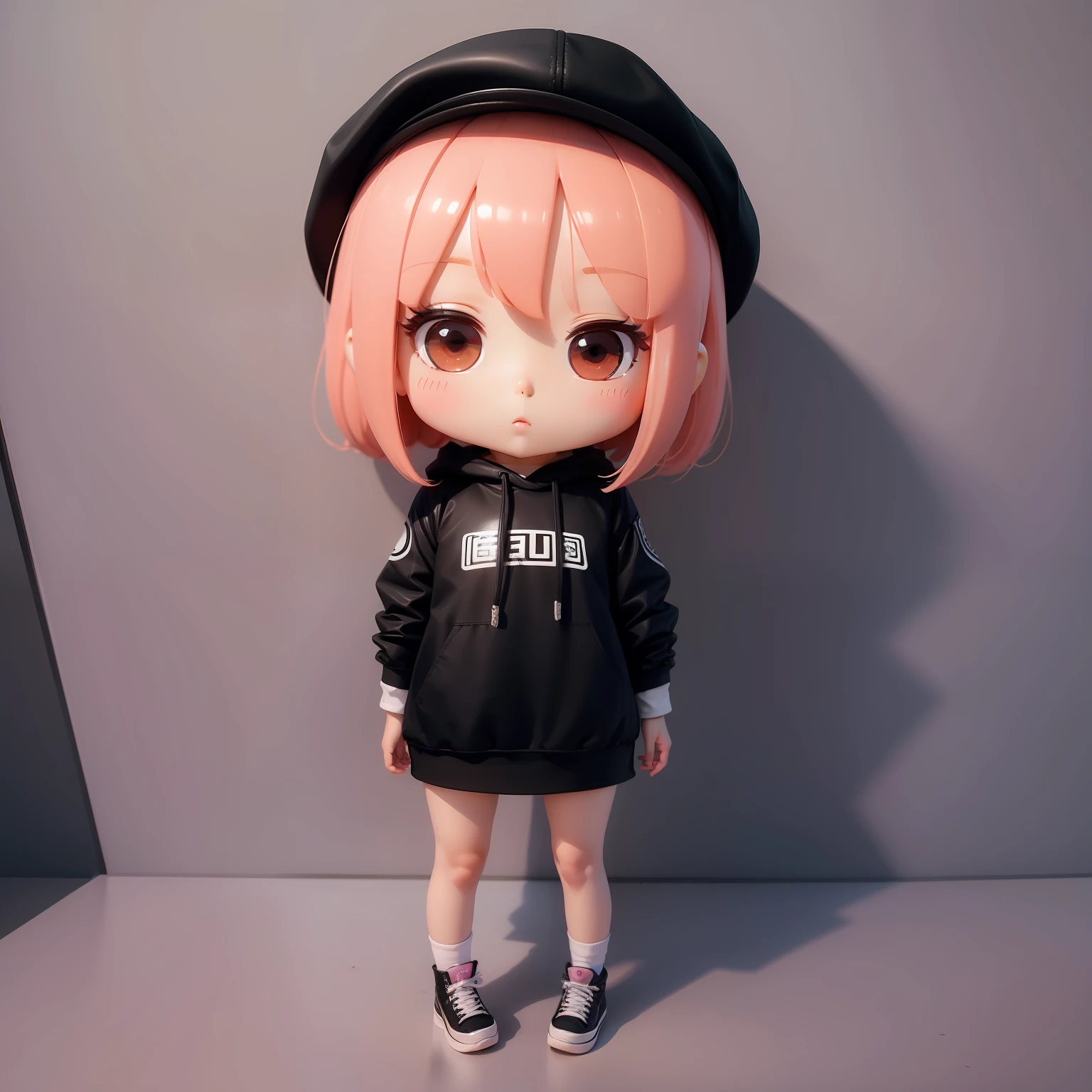 1 girl with hat,chibi girl,Plastic OOD,Full body like,Moe new big head