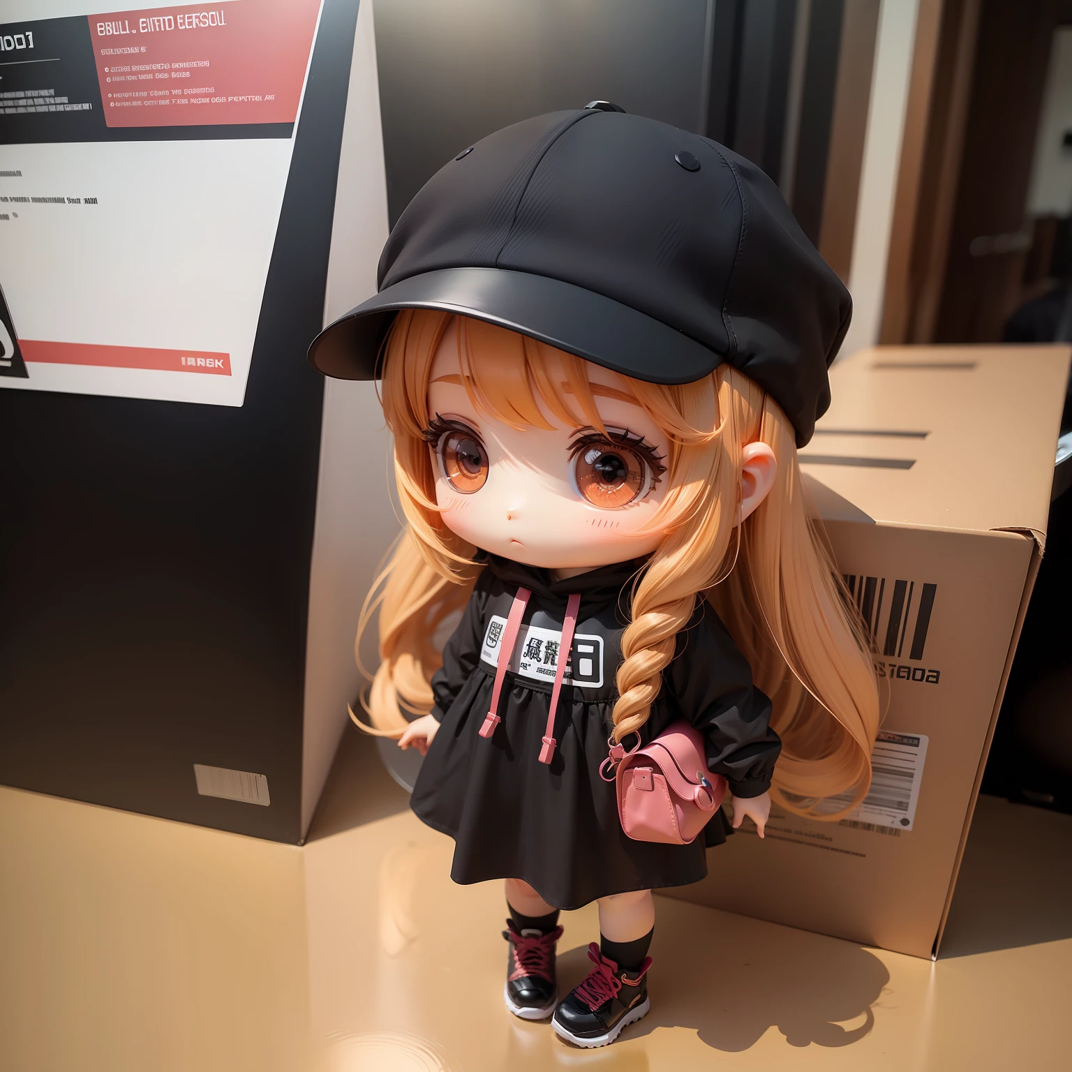 1 girl with hat,chibi girl,Plastic OOD,Full body like,Moe new big head