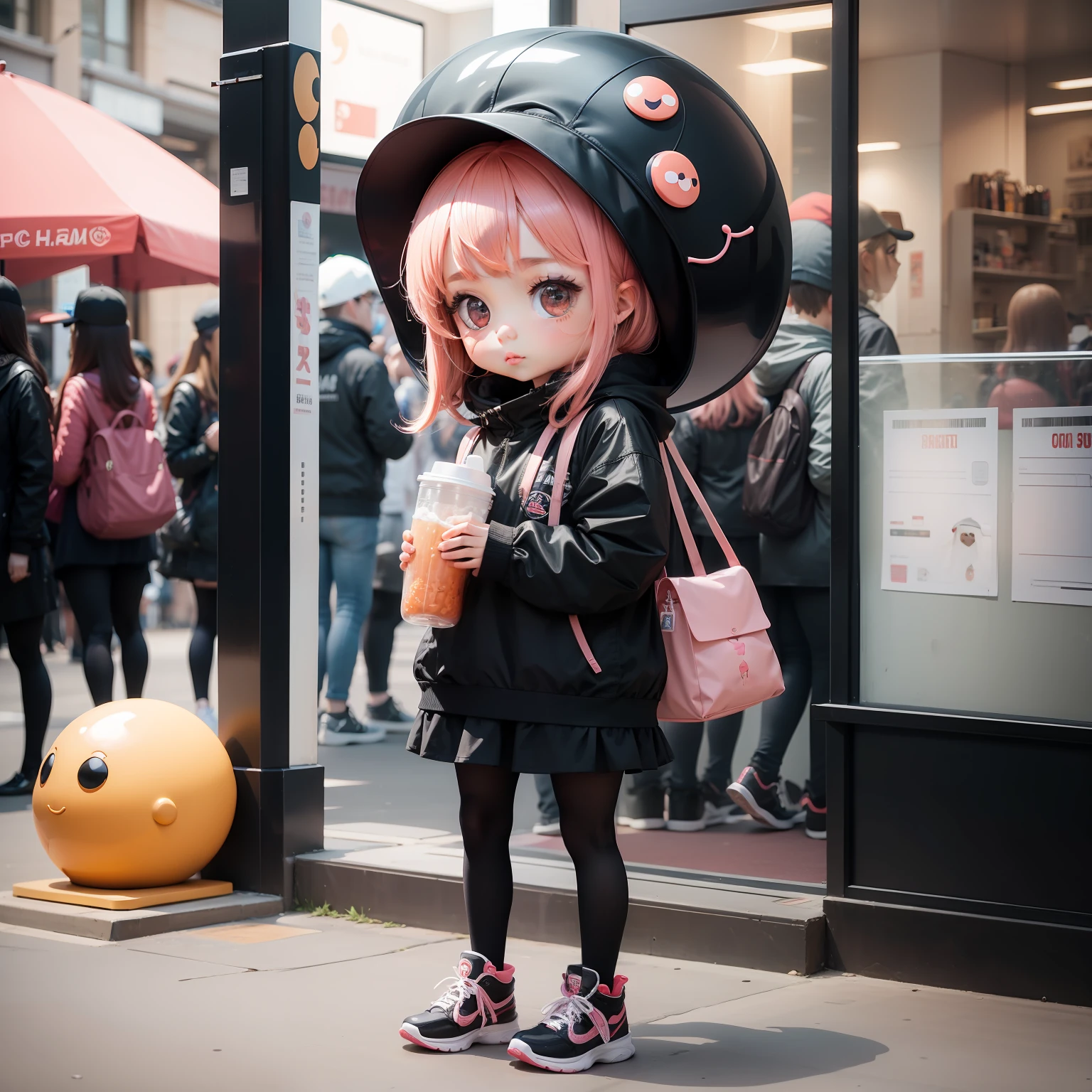 1 girl with hat,chibi girl,Plastic OOD,Full body like,Moe new big head