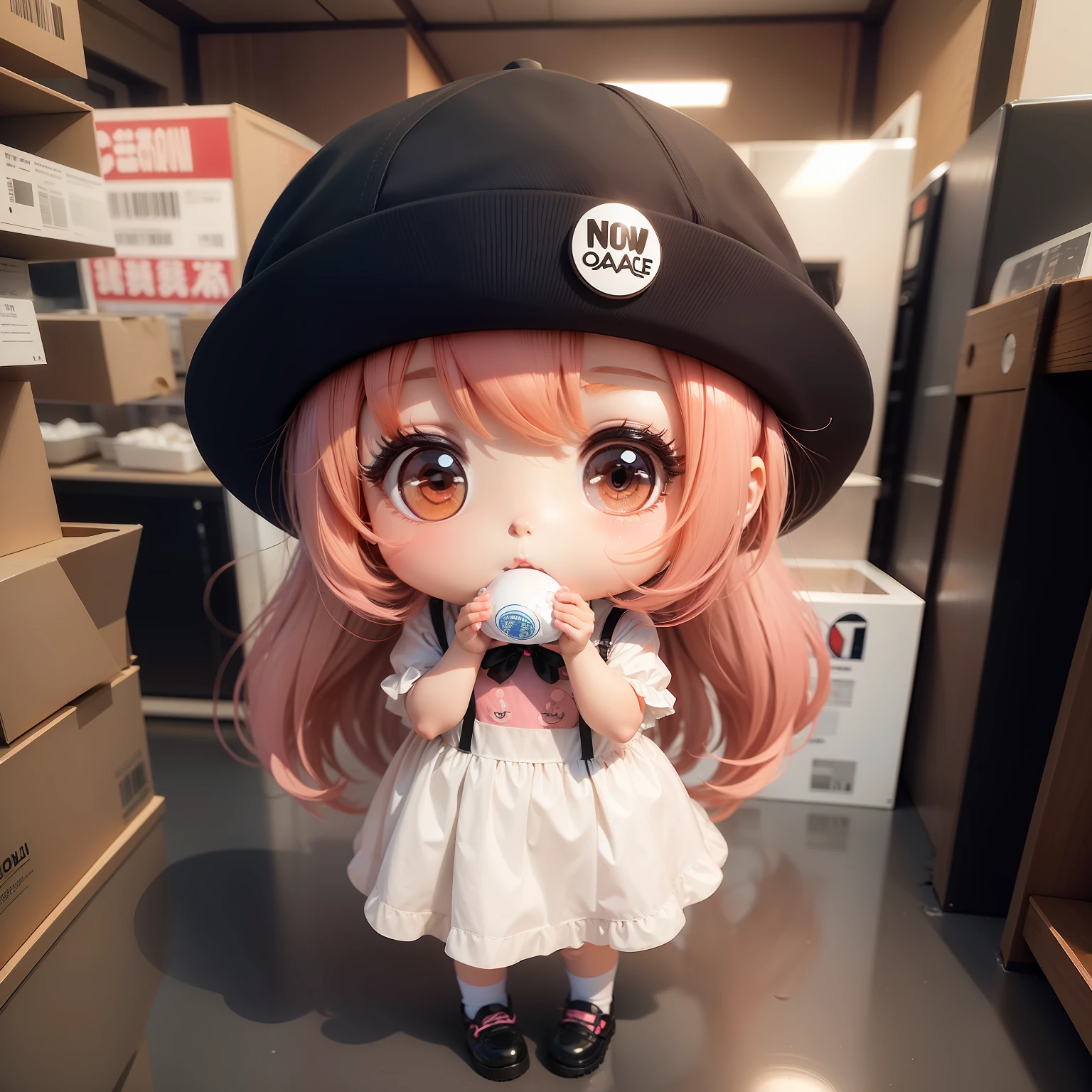 1 girl with hat,chibi girl,Plastic OOD,Full body like,Moe new big head