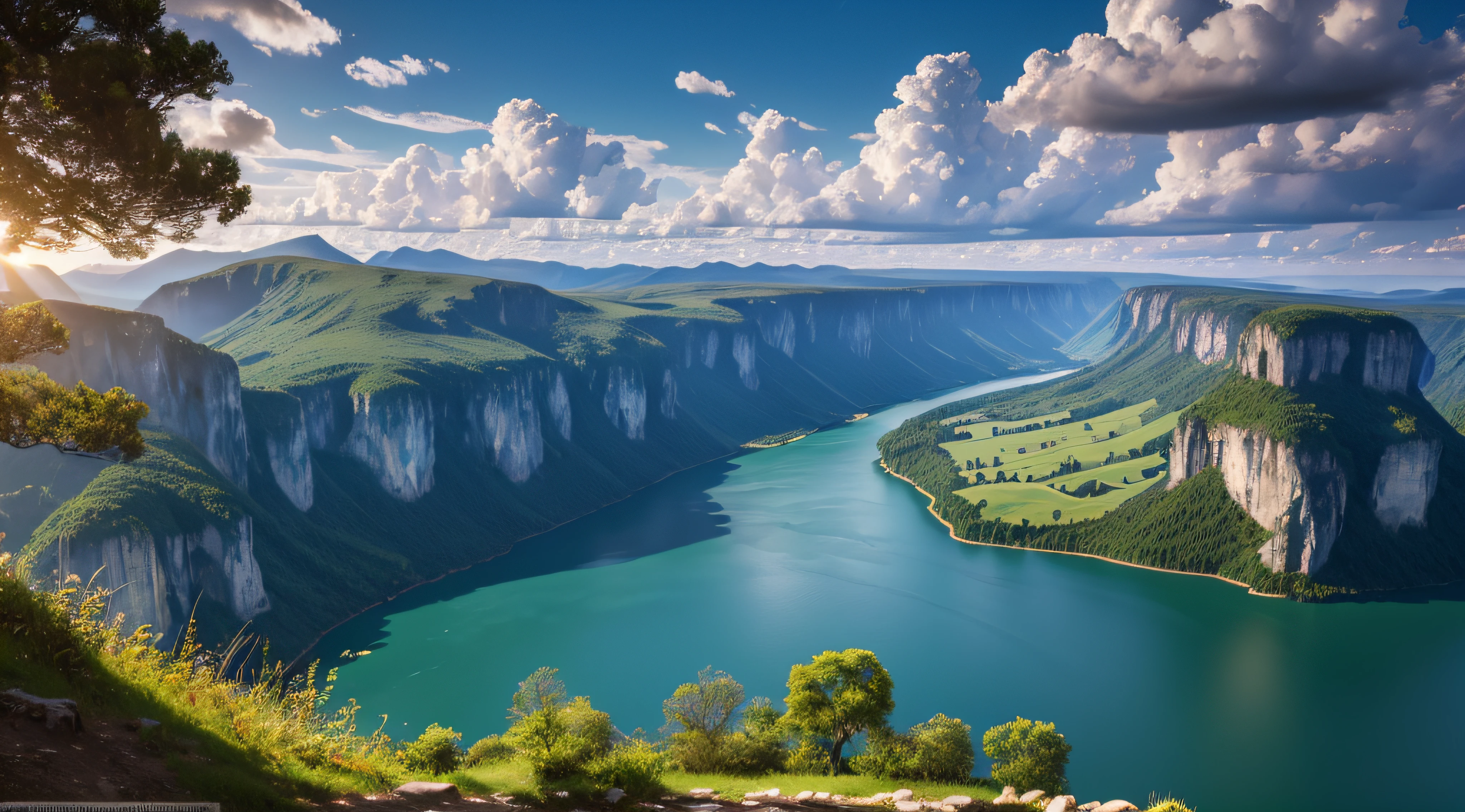 tmasterpiece，Ultimate quality，CG unity 8k wallpaper，Super delicate，Beautiful skies and clouds，Rich natural scenery，sheer cliffs，Lakes and rivers，Waterfall flying water，Aoyama is beautiful，Nowhere to be seen，Excellent view，A long-won photo contest，scenecy，photography of，Ultra photo realsisim，Background bokeh，The depth of field is full，HDR high dynamics，True restore，iintricate，Attention to detail，Dramatic，The perfect presentation of Midjourney's artistic style