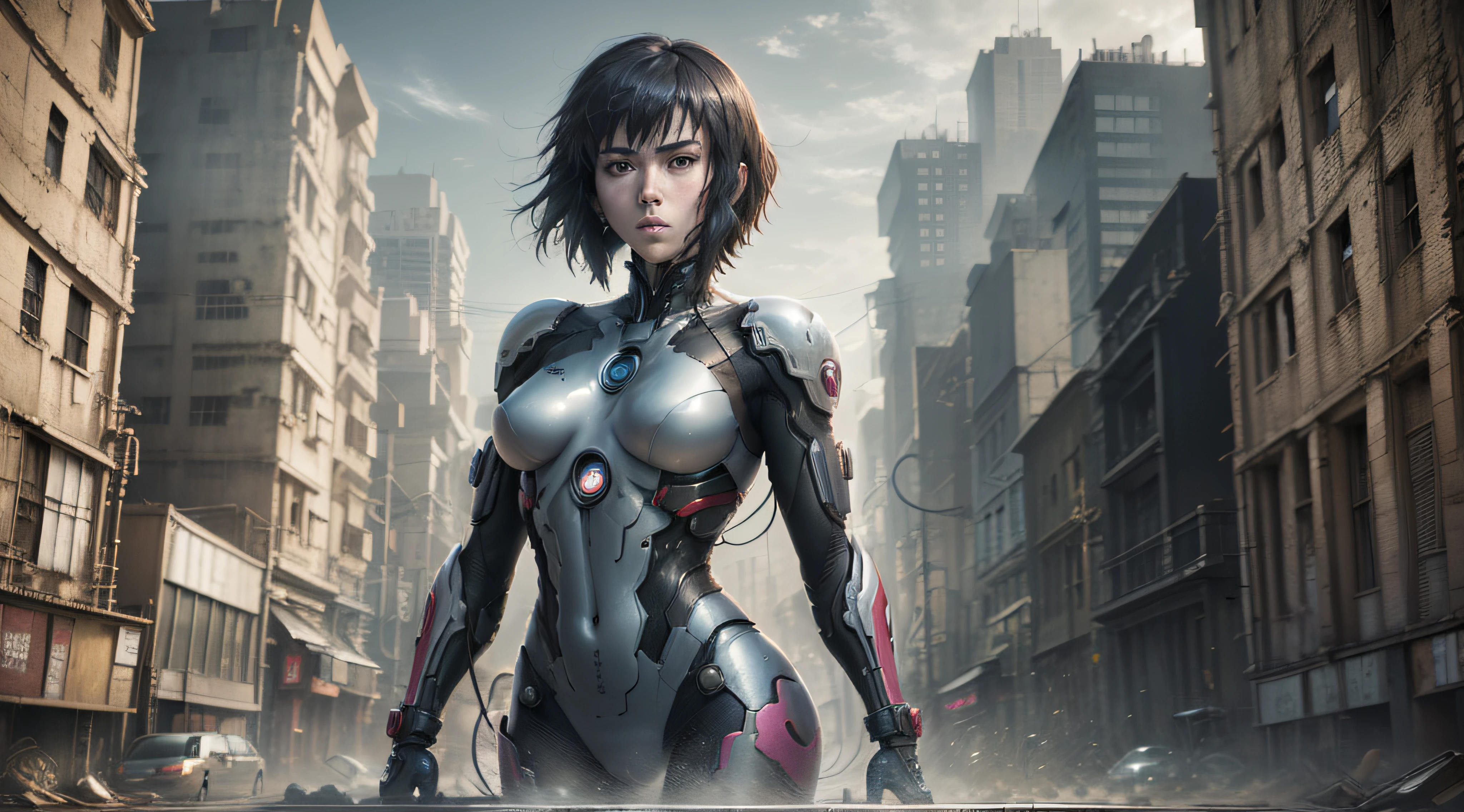 ghost in the shell kusanagi corpo escultural, numa maquina com cabos e fios ligados,