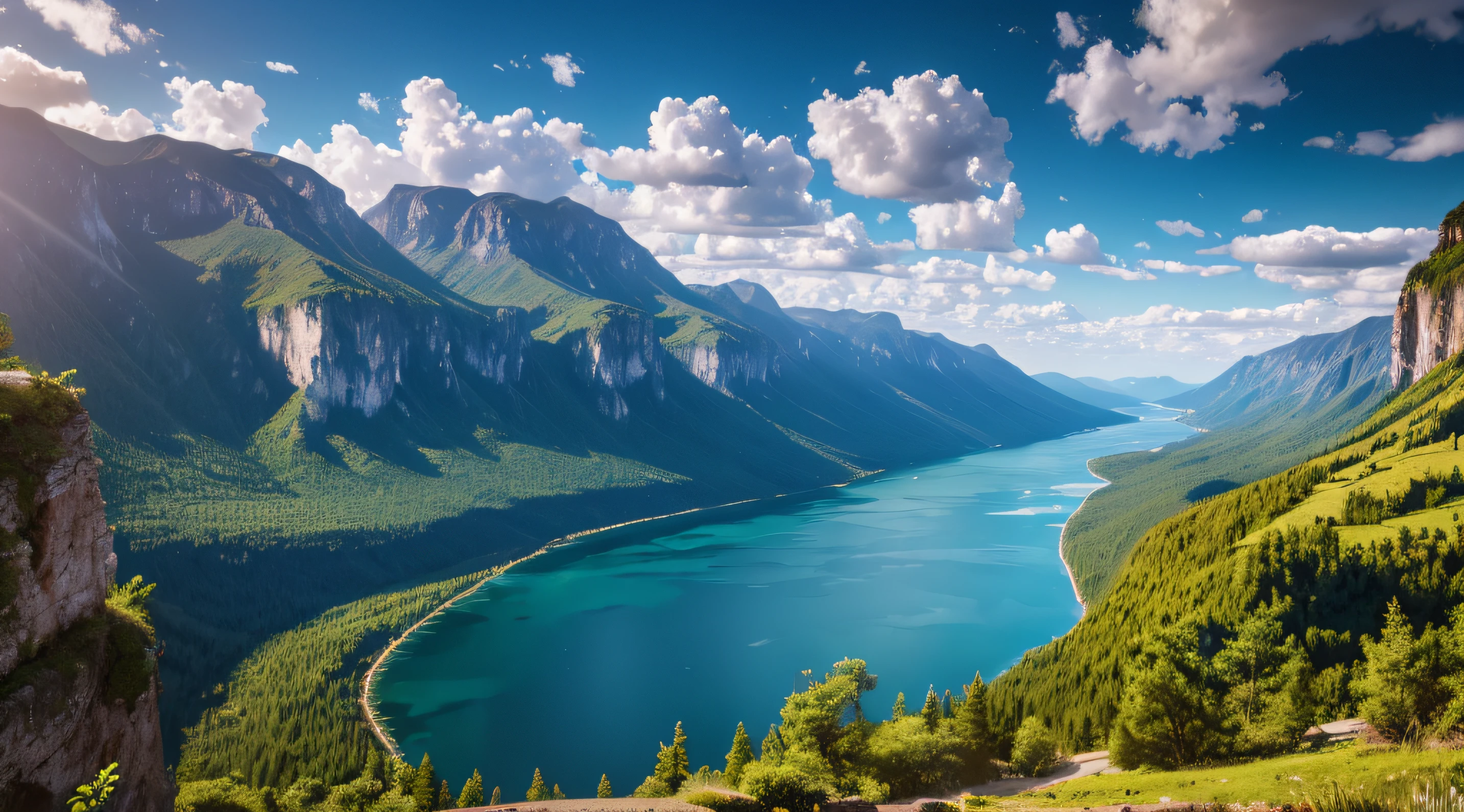tmasterpiece，Ultimate quality，CG unity 8k wallpaper，Super delicate，Beautiful skies and clouds，Rich natural scenery，sheer cliffs，Lakes and rivers，Waterfall flying water，Aoyama is beautiful，Nowhere to be seen，Excellent view，A long-won photo contest，scenecy，photography of，Ultra photo realsisim，Background bokeh，The depth of field is full，HDR high dynamics，True restore，iintricate，Attention to detail，Dramatic，The perfect presentation of Midjourney's artistic style
