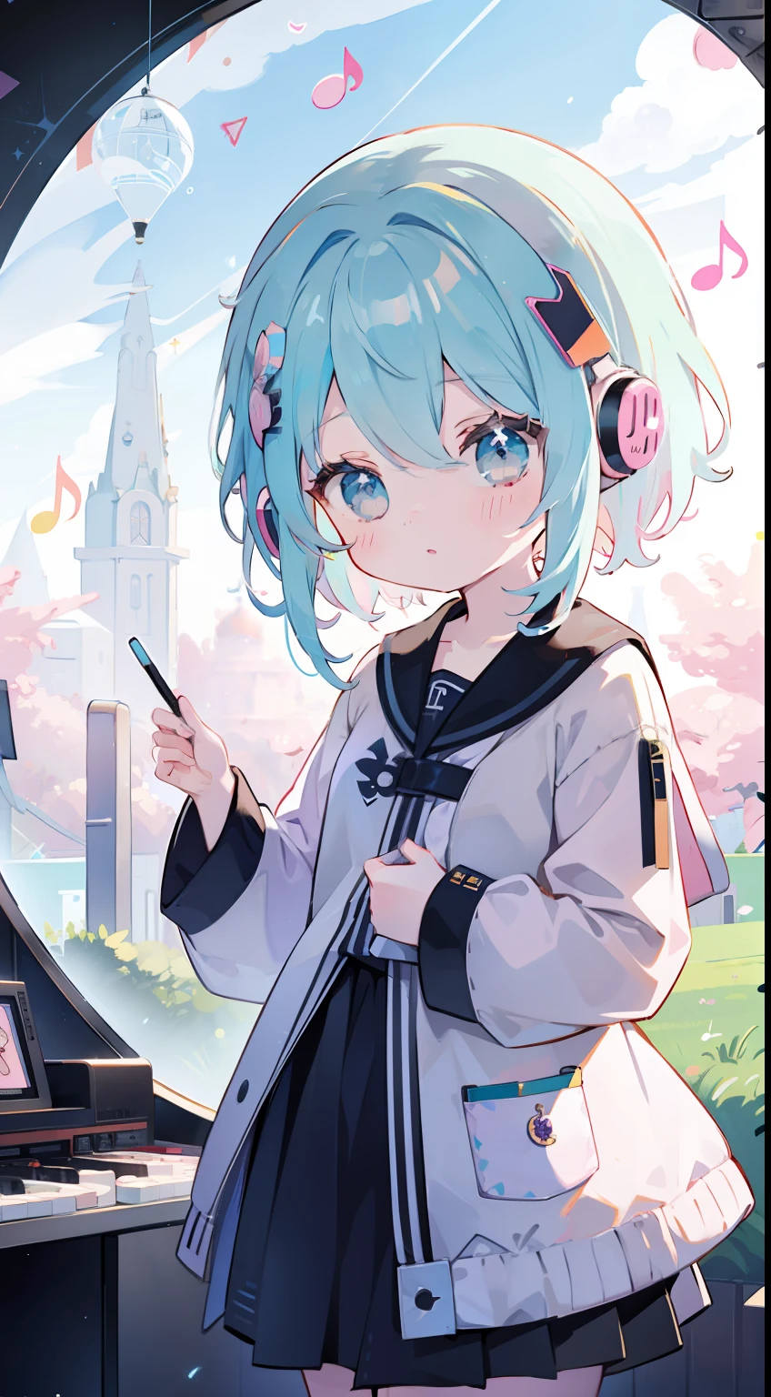 VOCALOID、One girl、colourful hair、PastelColors、dome、cute little、Music Background