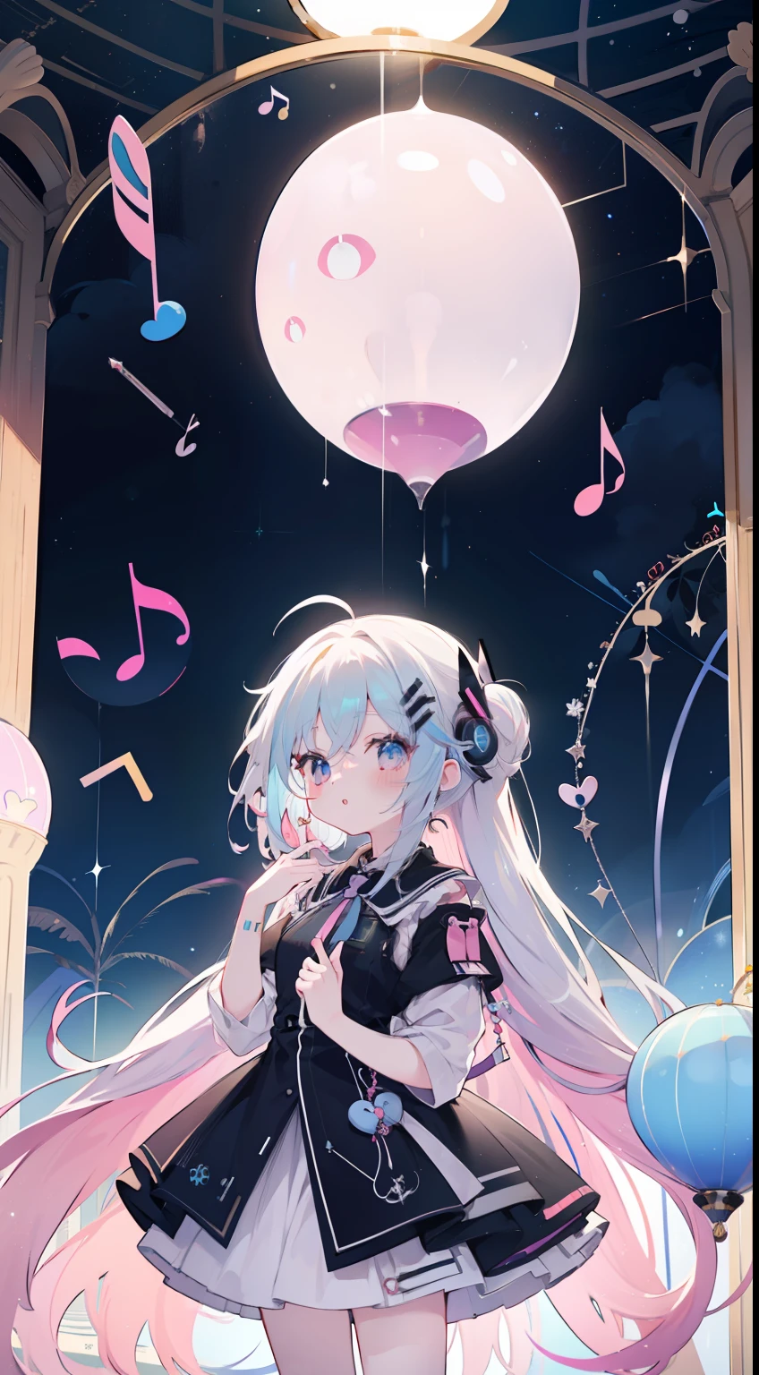 VOCALOID、One girl、colourful hair、PastelColors、dome、cute little、Music Background