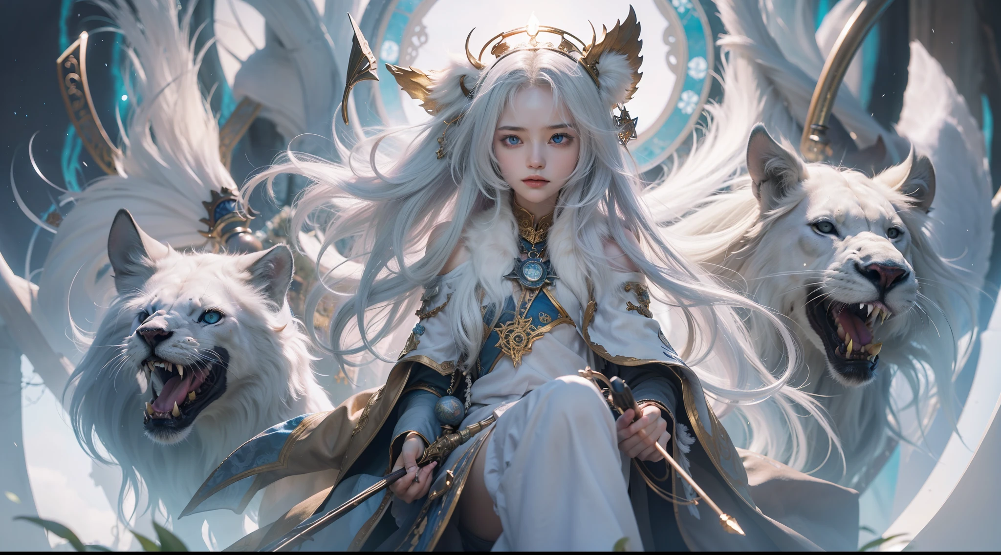 Crystal Castle Sealed in a Book of Magic,Blood,Night, Dark, (Fantasy),infinite,deep blue sky,The abyss of knowledge,Cowledge,((masutepiece)), (((Best Quality))),((Beautiful fine eyes)),(Eye lashes)、Beautiful girl riding a huge white lion with armor、(1人)、Perfect human body structure、Black hair fluttering in the wind、The long-haired、abyss eyes、glowy skin、oils、small tits、Wizard robes、tattered cloth、Realistic coat、Tee、Super delicate CG Unity 32k wallpaper、masterpiece, ((ultra-detailliert)), ((illustratio)),colourfull,wall-paper,The energy,Unknown terror,Incomprehensible,Around the magic,Magical surroundings,magic wands,Boken,Flying pages,Know everything,Predict the future、Get to know the past、Infinite wisdom、blue flames、Warlock、magic circles、Pentagram、Spells、mantra、Singing magic