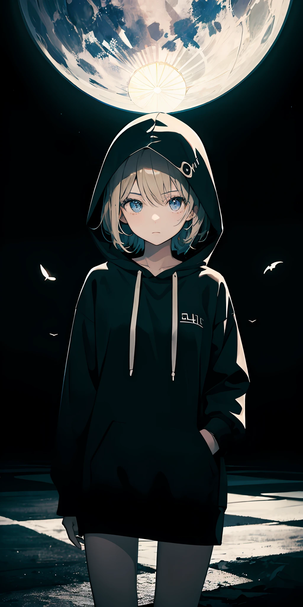 1girl in、 darkness、Dark、Wearing a hood、The collapse of the world