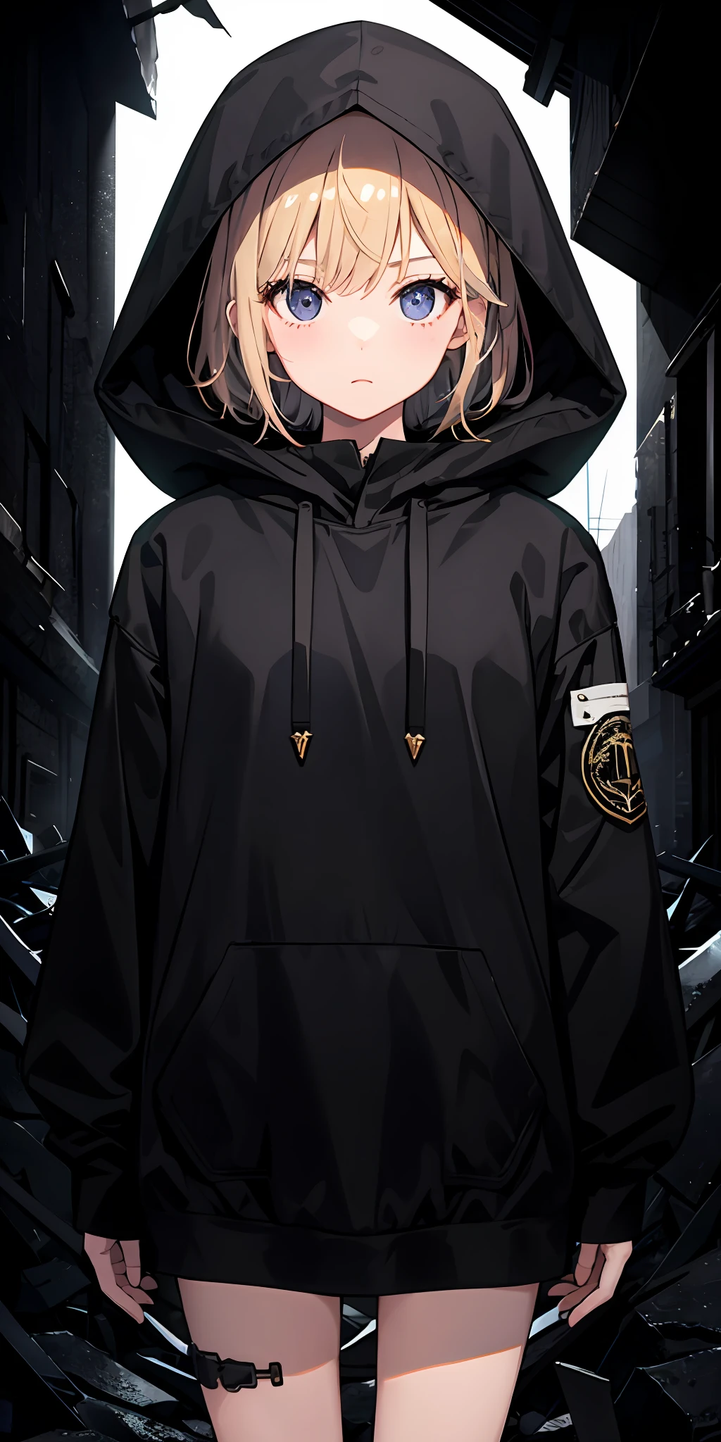 1girl in、 darkness、Dark、Wearing a hood、The collapse of the world