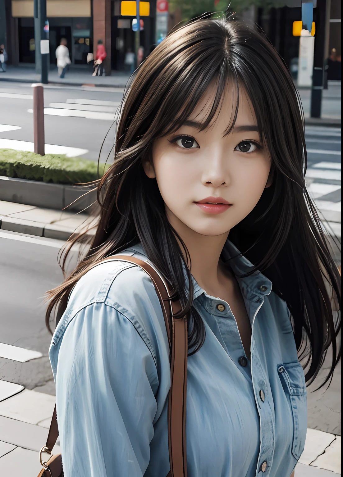 (best-quality:0.8),
(best-quality:0.8), perfect anime illustration, extreme closeup portrait of a pretty woman walking through the city