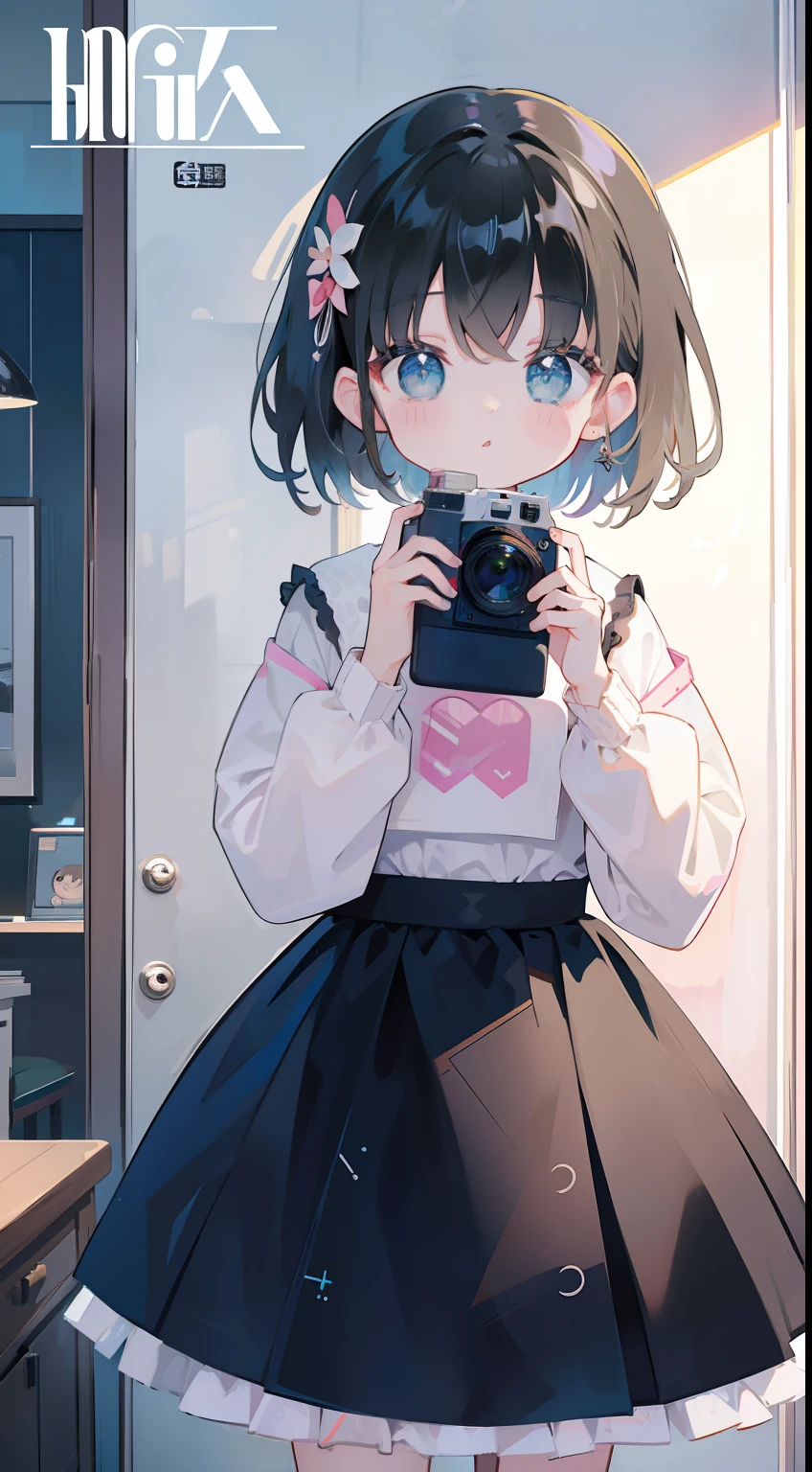Magazine covers、One girl、walls、Lean、cute little、​masterpiece、top-quality、Top image quality、Branded Fashion、Looking at the camera、