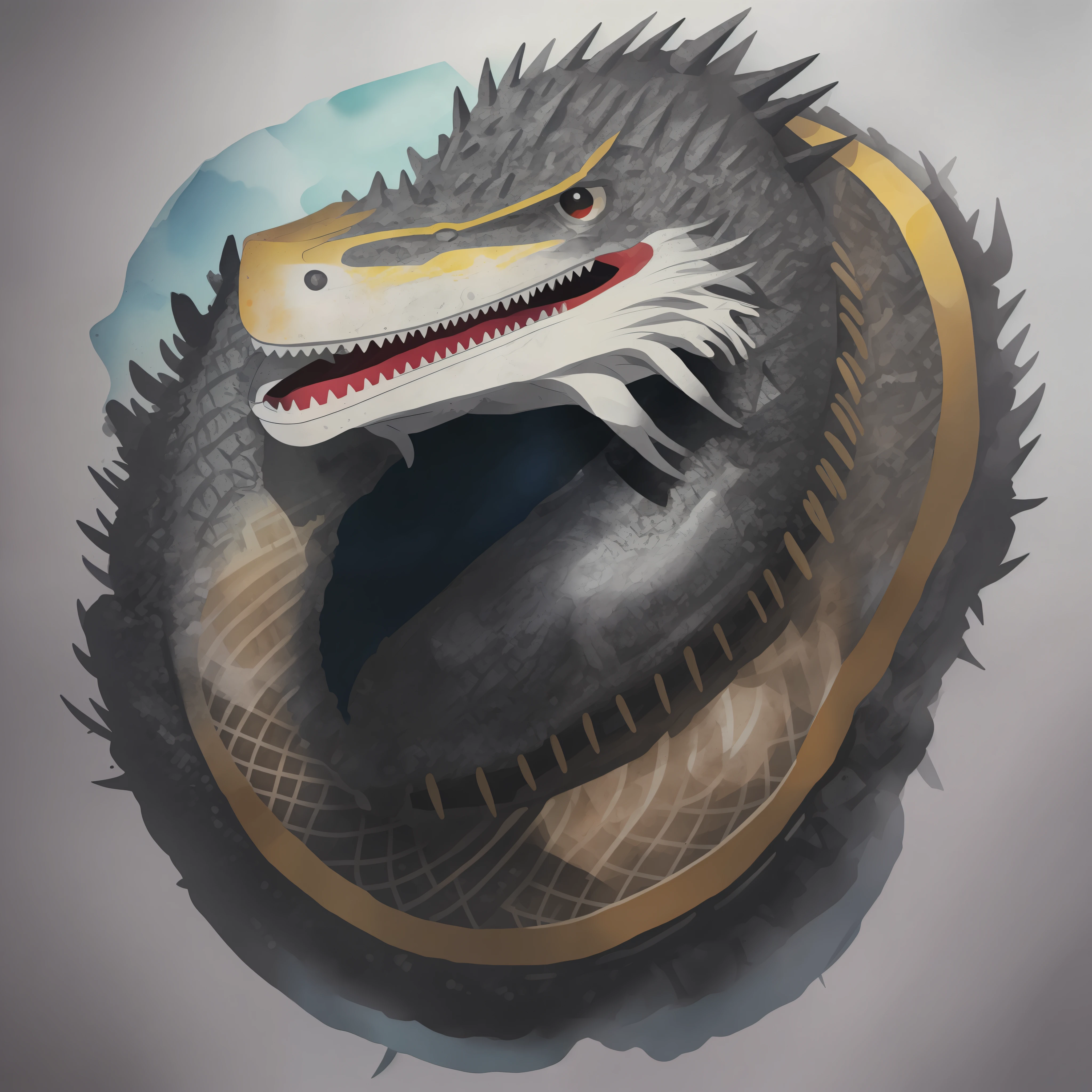 Um tiranossauro rex, estilo aquarela, Design com qualidade de 32k, inspirada em design de camiseta, com estilo aquarela, made by DSLR Camera, enquadramento total, Centralizado, fundo branco, Maximum quality, maximum details. Imagem de um excelente pintor.