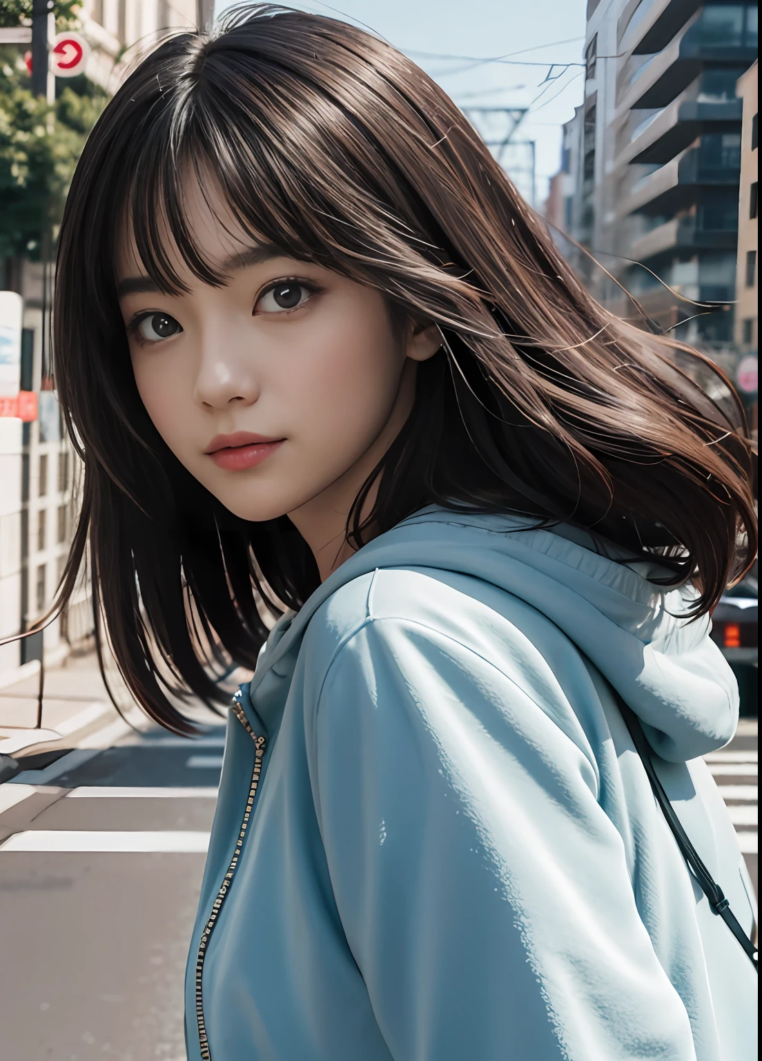 (best-quality:0.8),
(best-quality:0.8), perfect anime illustration, extreme closeup portrait of a pretty woman walking through the city