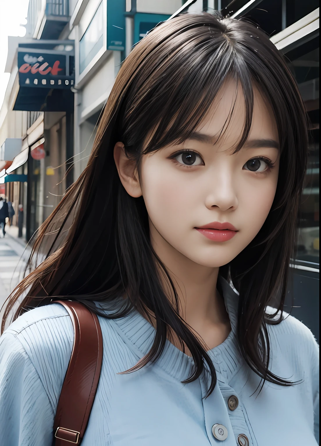 (best-quality:0.8),
(best-quality:0.8), perfect anime illustration, extreme closeup portrait of a pretty woman walking through the city