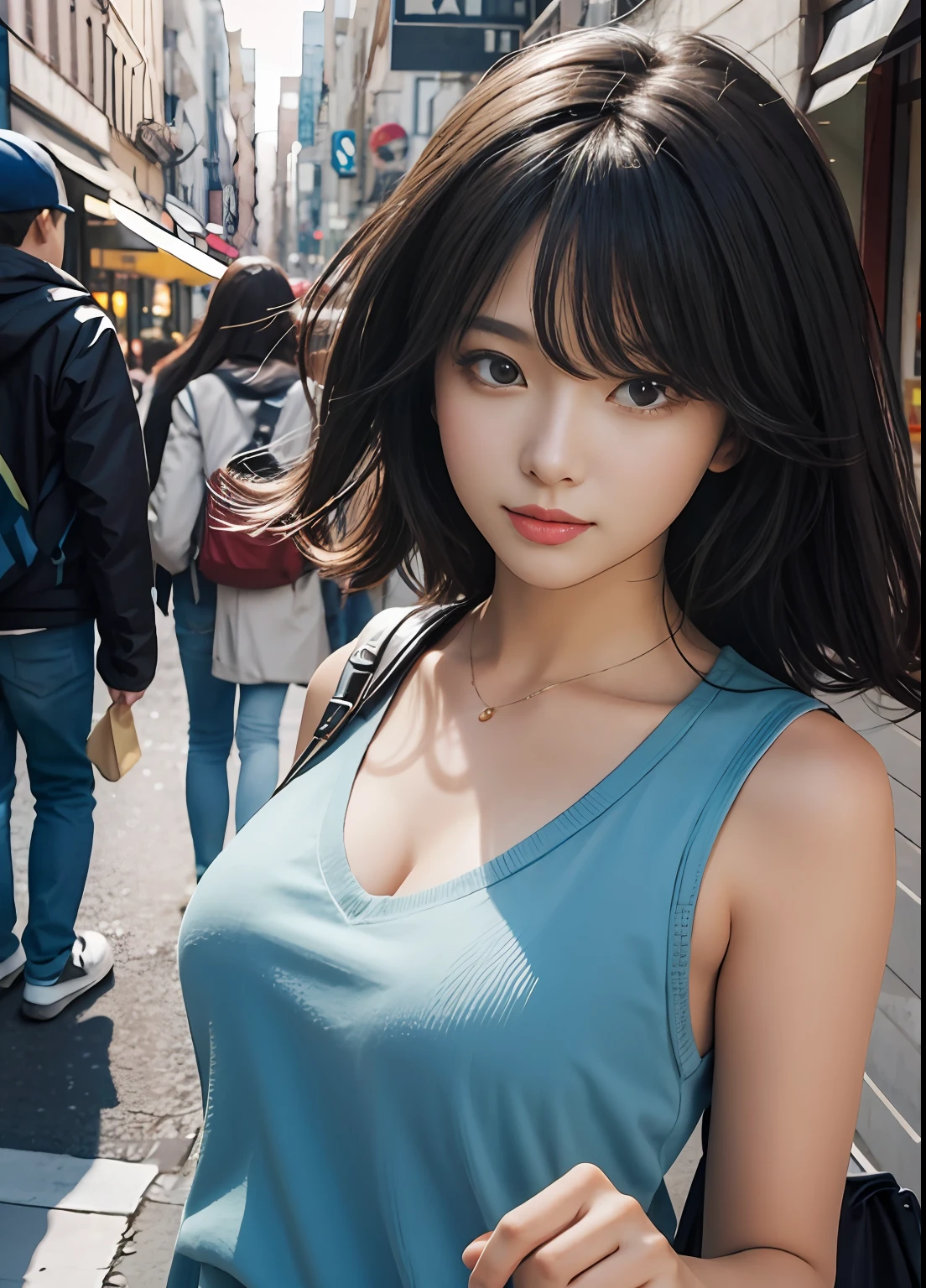 (best-quality:0.8),
(best-quality:0.8), perfect anime illustration, extreme closeup portrait of a pretty woman walking through the city