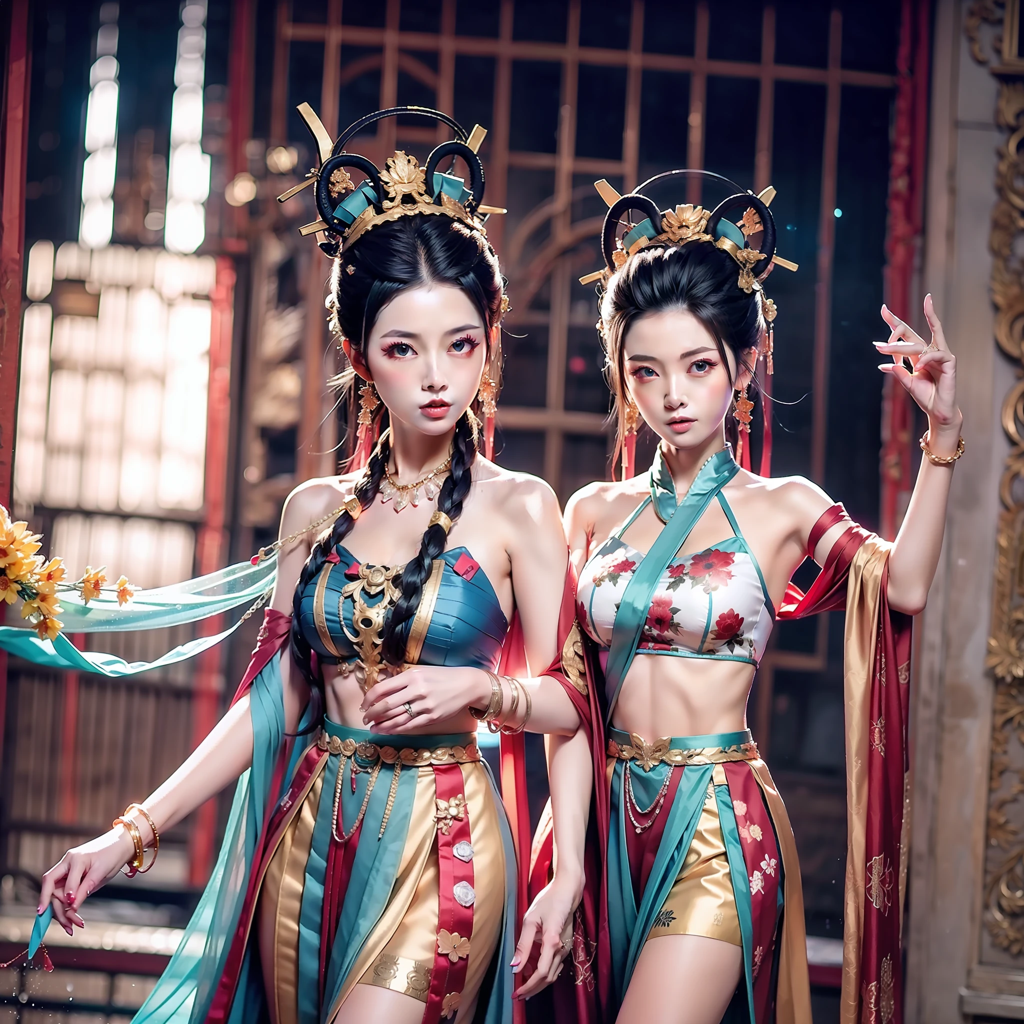bluer hair:1.2,Short hair,femele,Ancient Chinese street scene,Rainy days,Blue cheongsam tight one-piece slit,Broad bare breasts,The skirts parted,Satin,Full-body image,Wet dripping,Holding a green dragon sword in his hand,The sword body is bubbling with cold light,Facial moisture,Expose the collarbone