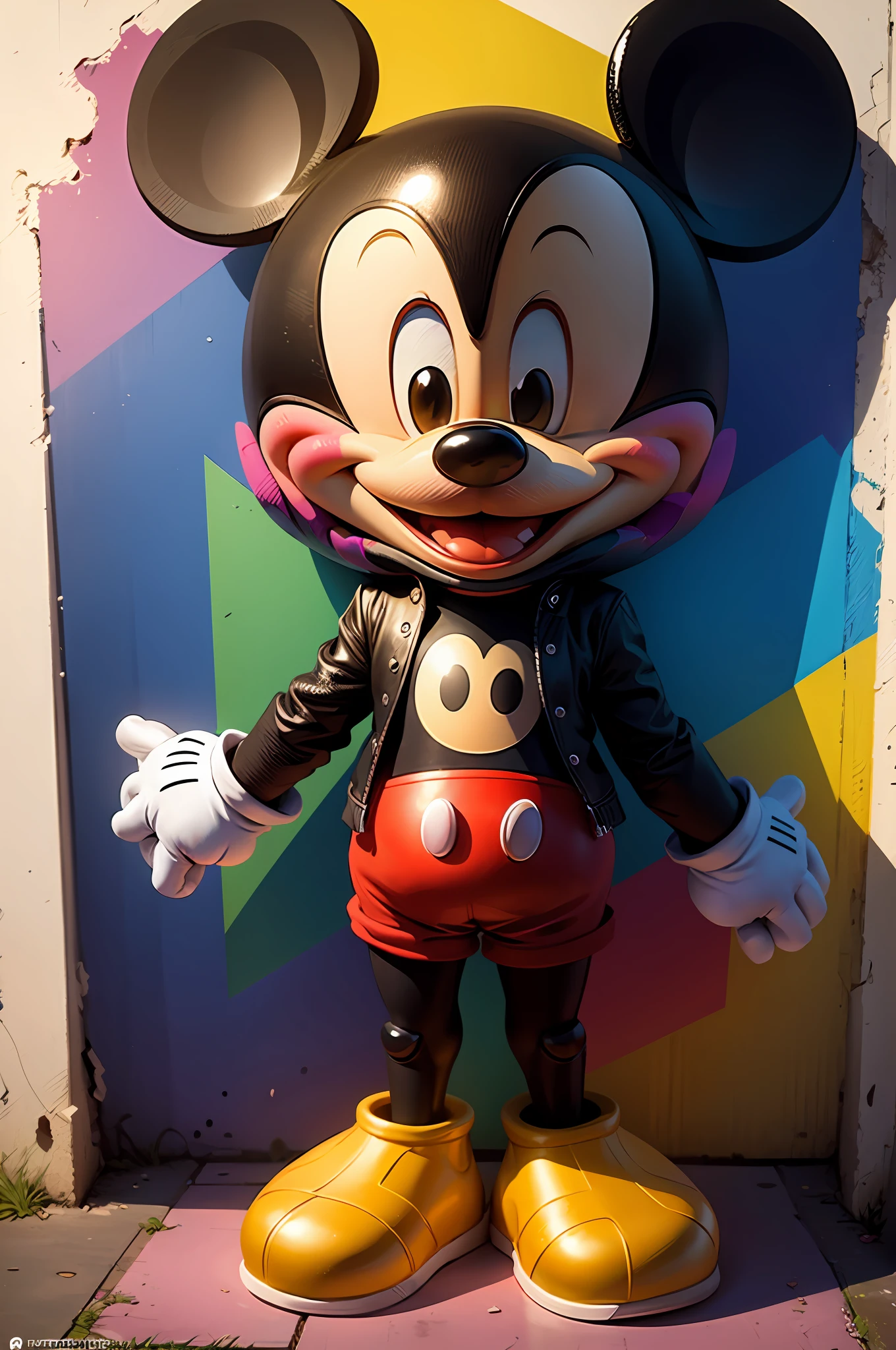 ( O Mickey mouse Disney ),  olho colorido)Eduardo Kobra acolchoamento ,multidimensional geometric wall PORTRAIT, arte, Chibi,
Yang08k, lindo, Colouring,
Primary works, qualidade superior, melhor qualidade, Arte Oficial, Beautiful and Aesthetic, 32k --auto