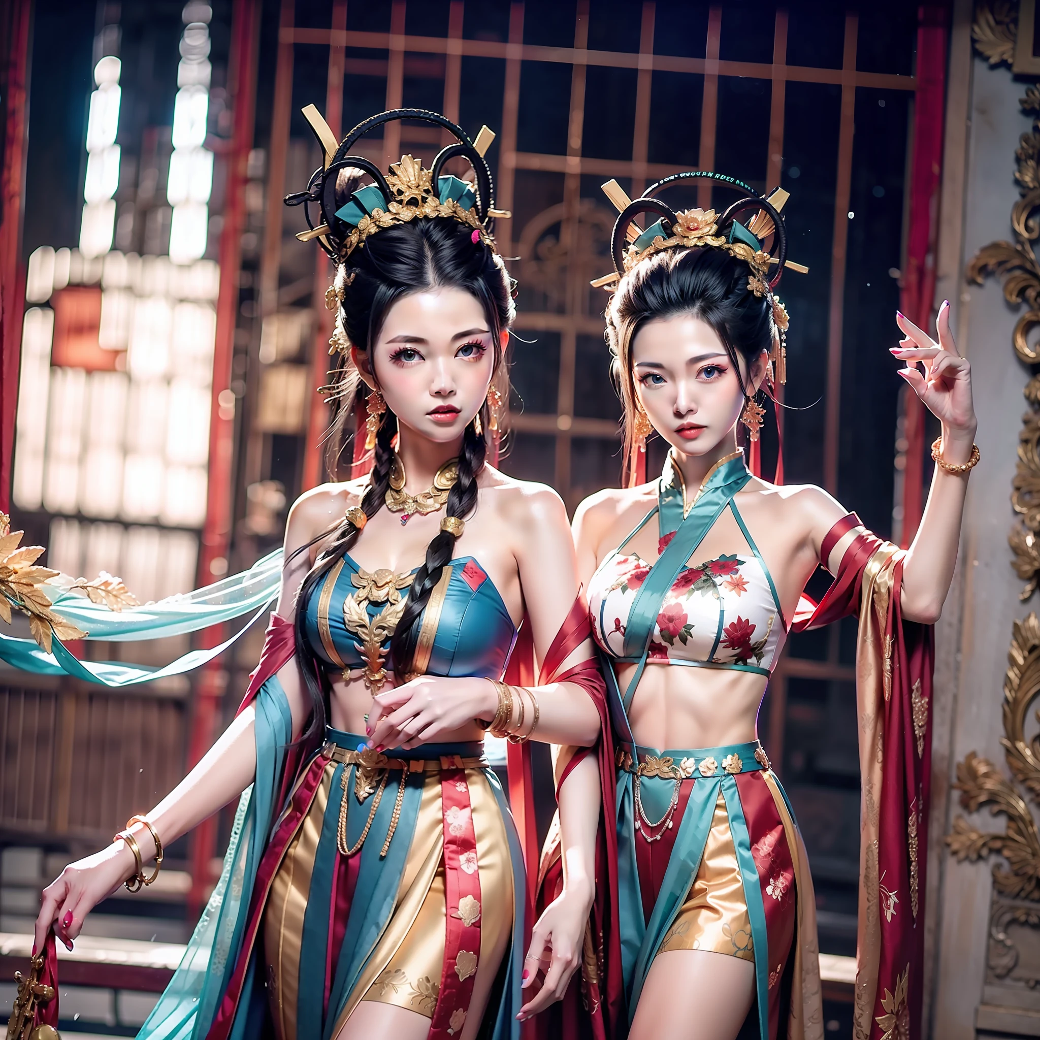 bluer hair:1.2,Short hair,femele,Ancient Chinese street scene,Rainy days,Blue cheongsam tight one-piece slit,Broad bare breasts,The skirts parted,Satin,Full-body image,Wet dripping,Holding a green dragon sword in his hand,The sword body is bubbling with cold light,Facial moisture,Expose the collarbone