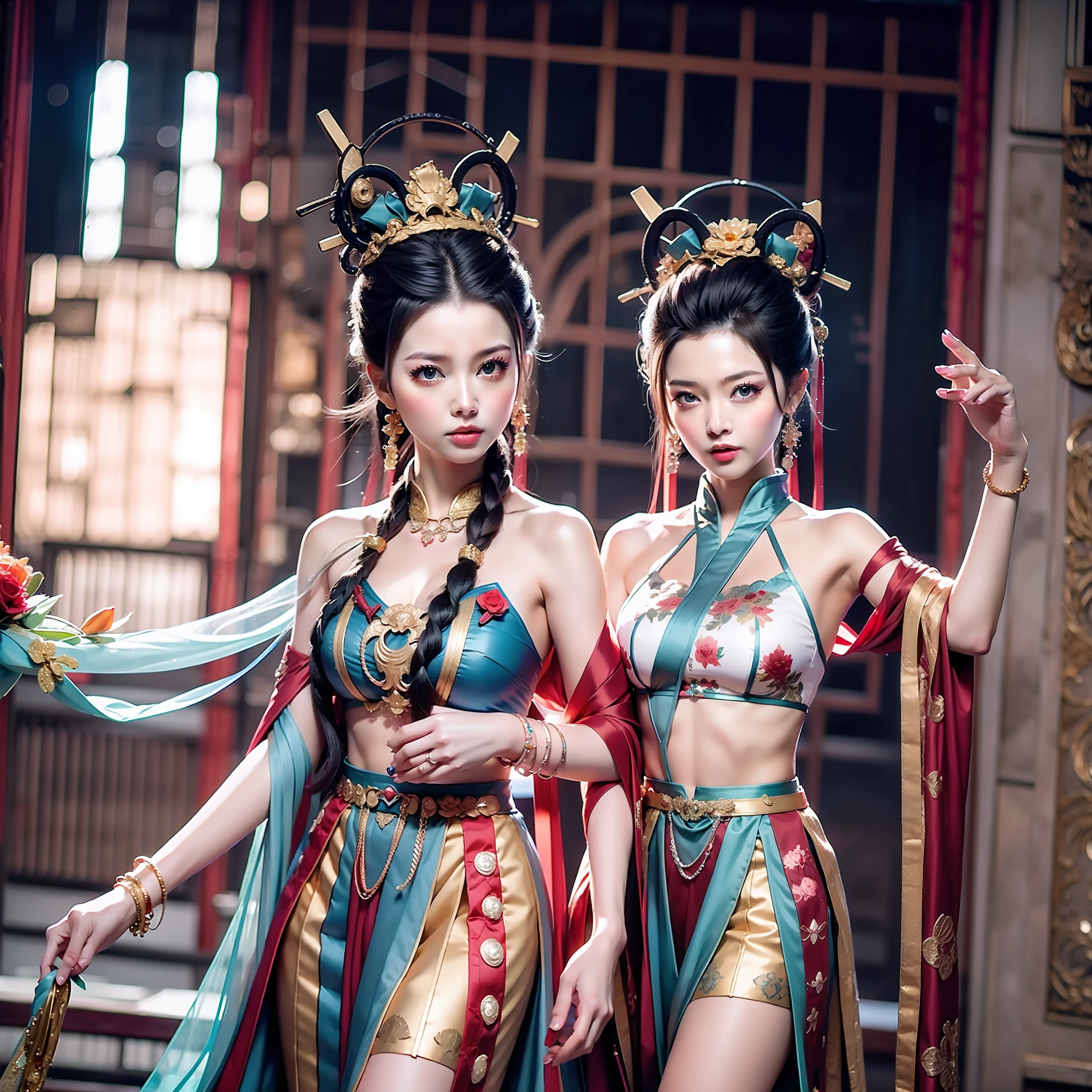 bluer hair:1.2,Short hair,femele,Ancient Chinese street scene,Rainy days,Blue cheongsam tight one-piece slit,Broad bare breasts,The skirts parted,Satin,Full-body image,Wet dripping,Holding a green dragon sword in his hand,The sword body is bubbling with cold light,Facial moisture,Expose the collarbone
