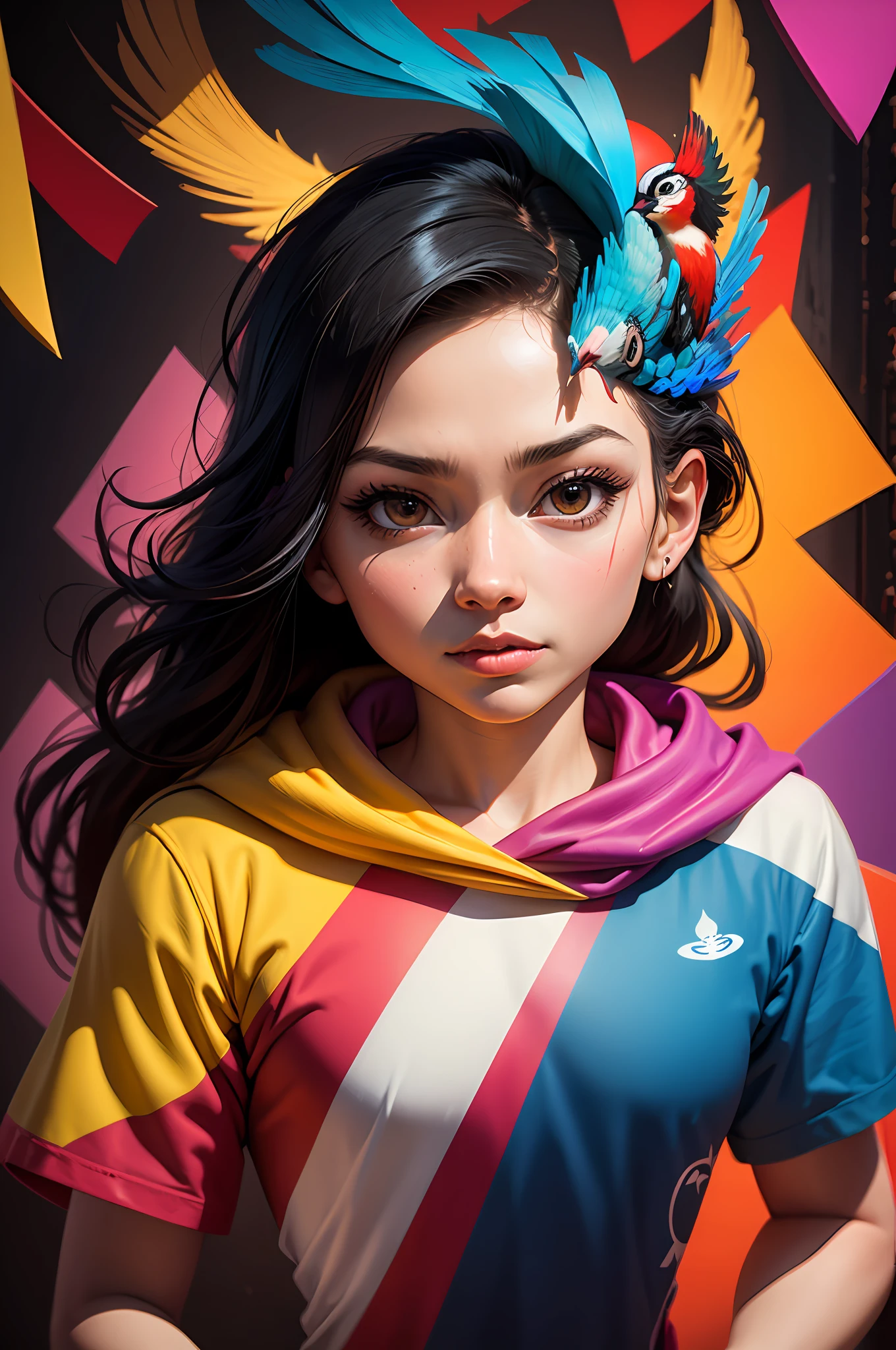 (The Woodpecker Bird WALT DISNEY),  Eduardo Kobra acolchoamento ,multidimensional geometric wall PORTRAIT, arte, Chibi,
Yang08k, lindo, Colouring,
Primary works, qualidade superior, melhor qualidade, Arte Oficial, Beautiful and Aesthetic,64 mil --auto