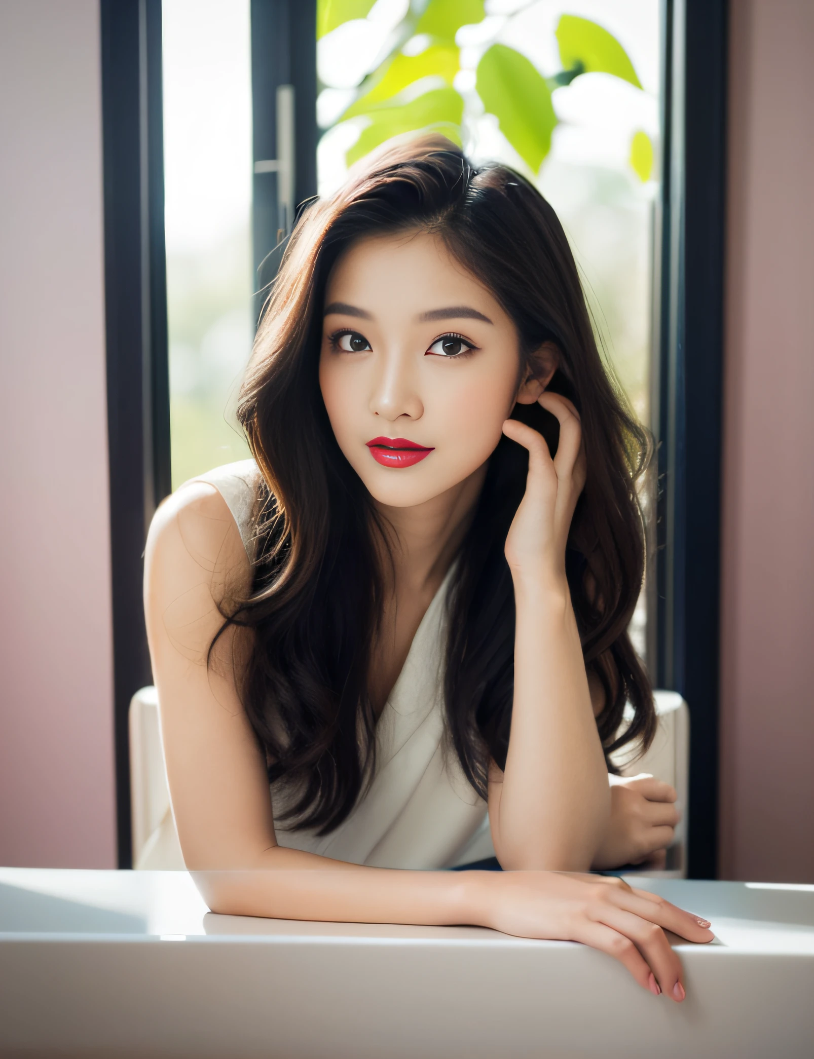 Allalin Asian woman with long black hair and red lipstick poses for photo, Beautiful young Korean woman, Gorgeous young Korean woman, beautiful Korean women, popular south korean makeup, Popular Korean Makeup, Young adorable Korean face, young cute wan asian face, Cute Korean Actress, Portrait of female Korean idol, Korean Girl, jaeyeon nam, female actress from korea