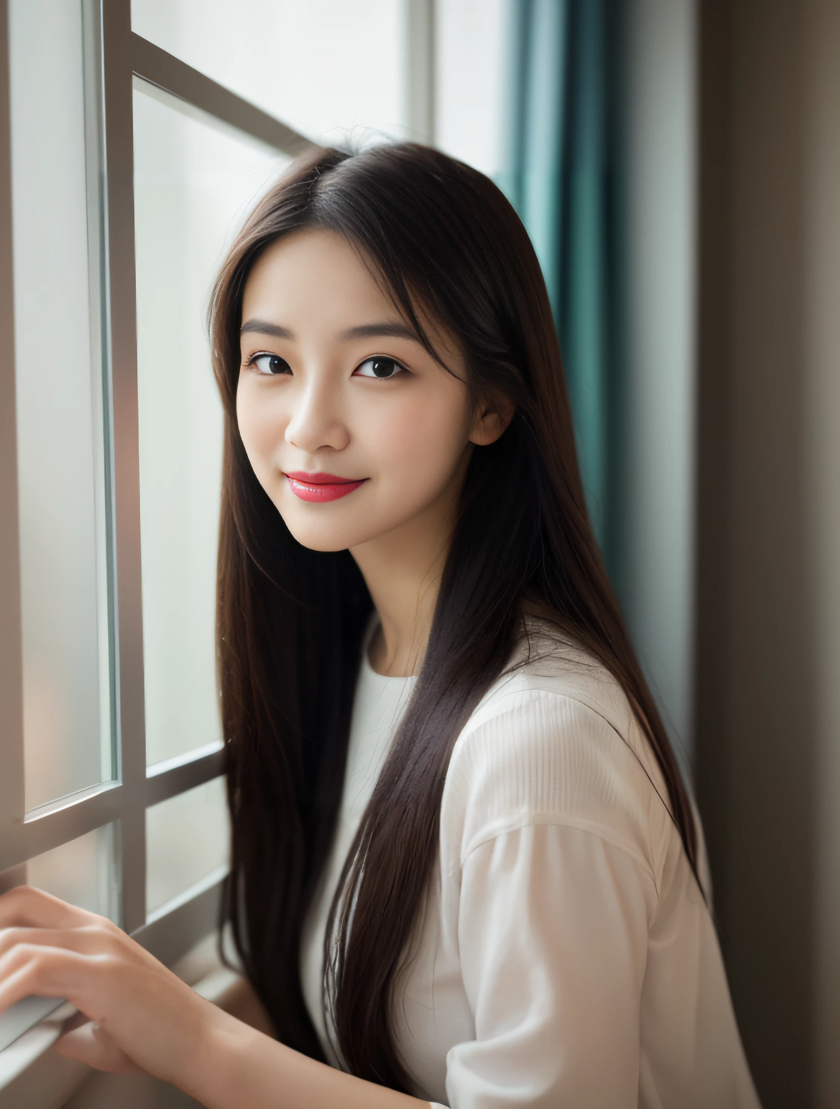 Alafed asian woman with long hair looking out the window, Young adorable Korean face, Beautiful young Korean woman, Gorgeous young Korean woman, young cute wan asian face, beautiful Korean women, Portrait of female Korean idol, popular south korean makeup, Korean Girl, jaeyeon nam, Popular Korean Makeup, korean face features, a young asian woman, headshot profile photo