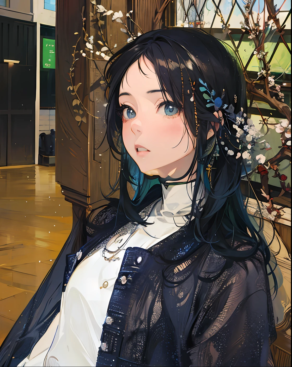 1 girl, yamaguchi nonoka, anime girl, beautiful, cute, intricate details, smooth soft skin, big dreamy eyes, beautiful intricate colored hair, symmetrical, anime wide eyes, soft lighting, detailed face, by makoto shinkai, detailed hand, good proportion, look at side, natural hair, masterpiece, best quality