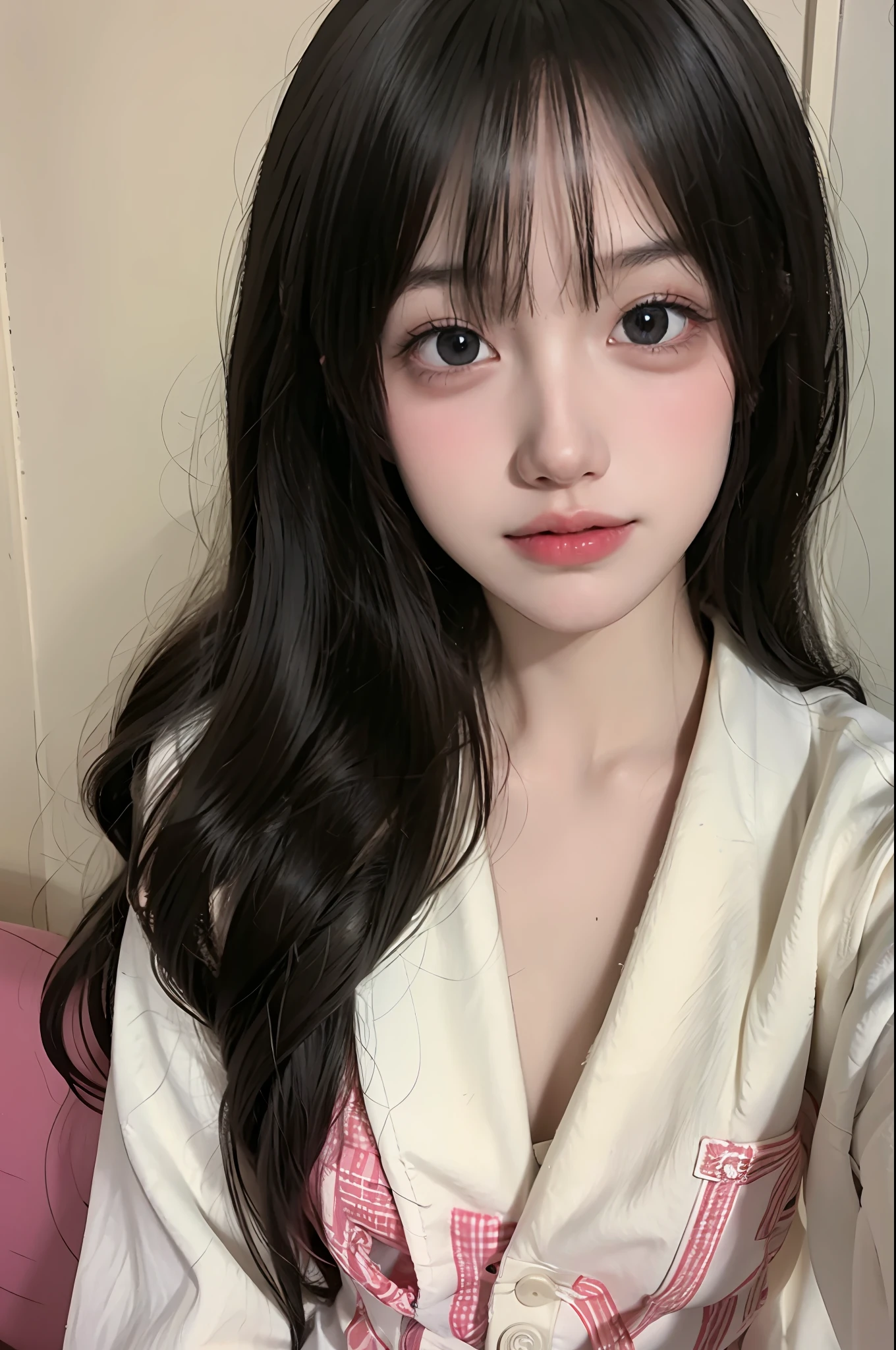 (masterpiece), (high quality), (8k resolution), (RAW photo), (best quality), (masterpiece:1.5), (realistic:1.5), ((photo realistic)), vibrant details, hyper realistic,1girl, (cute:1.2), beautiful, high-quality and detailed face, perfect face, (black curly hair :1.4), rosy cheeks, detailed eyes, (black eyes),colorful eyes,nsfw, , slender body, looking at viewer, closed mouth, real human skin, shiny skin, ((y2k clothes )), ((y2k style)), y2k, diagonal roof