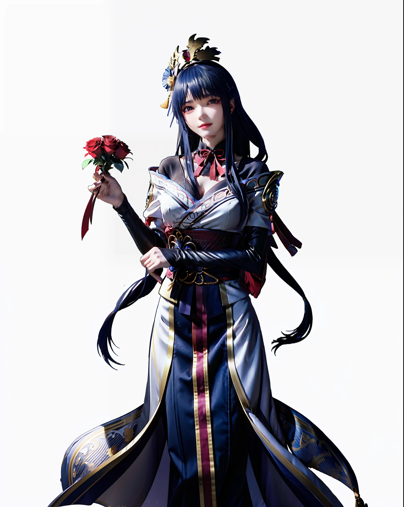 A woman dressed in a phoenix crown holds a rose in her hand, Misato Katsuragi,Konan Konan in Naruto, inspired by Maki Haku, T, Konan's Konan, in Naruto, was inspired by Kamisaka Seka, inspired by Kusumi Morikage, Kominami in Naruto