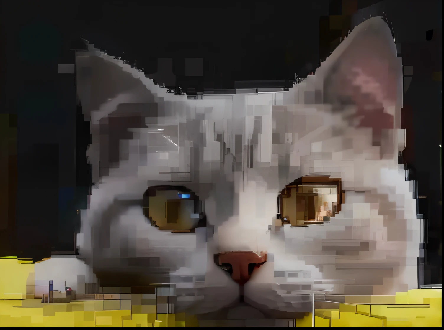 There was a cat lying on a yellow blanket, an ai generated image, Avatar image, .gif, twitch emote, ansel ], discord profile picture, cat photo, r/awww, 9gag, sakimi, 8K high quality, neko, cutecore, Real picture, resin, identical, elokitty, Depp, pixilated