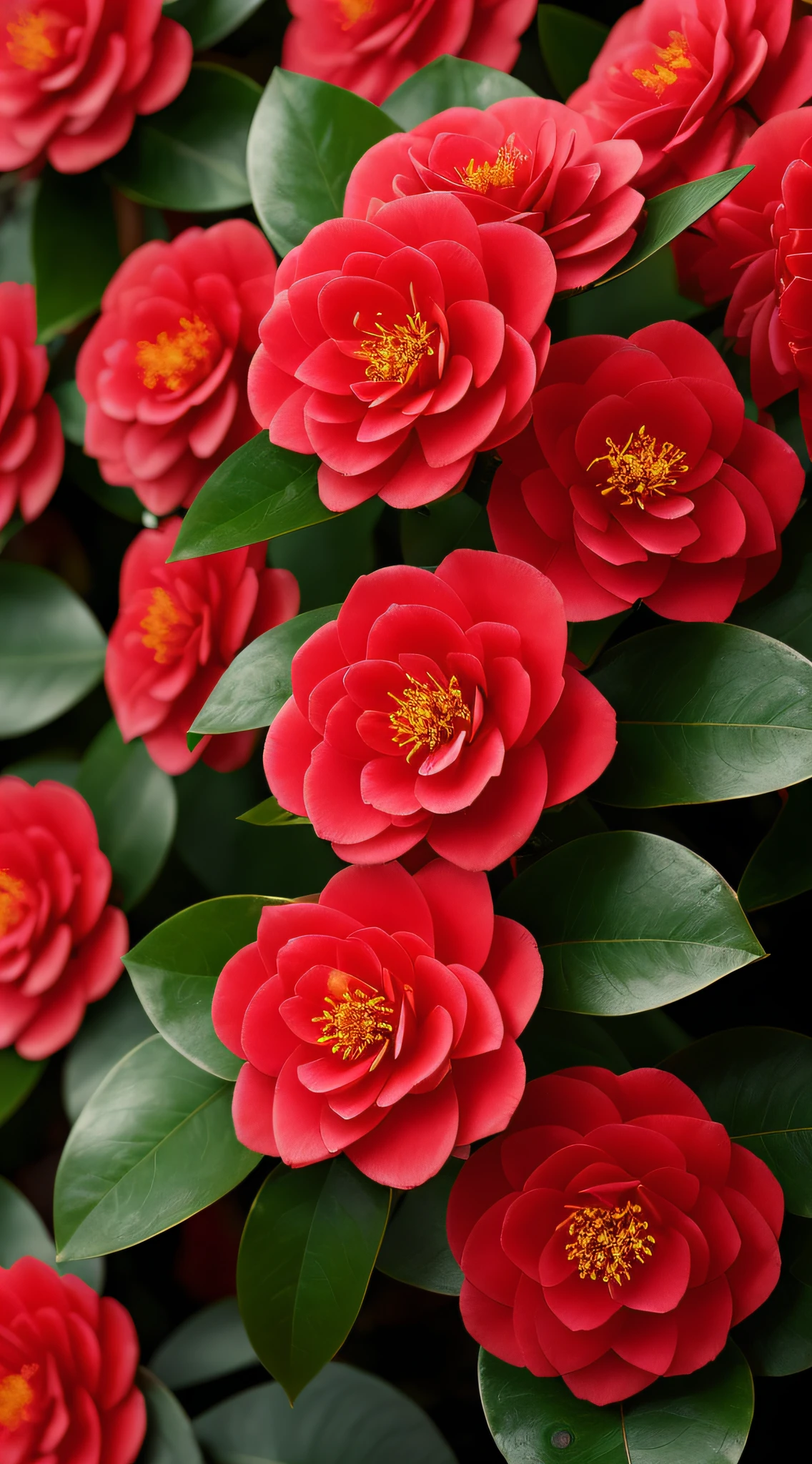 Blooming red camellia, dewdrops, close-up shot, background Suzhou garden, ultra HD, ultra-real, photorealistic effects, masterpiece