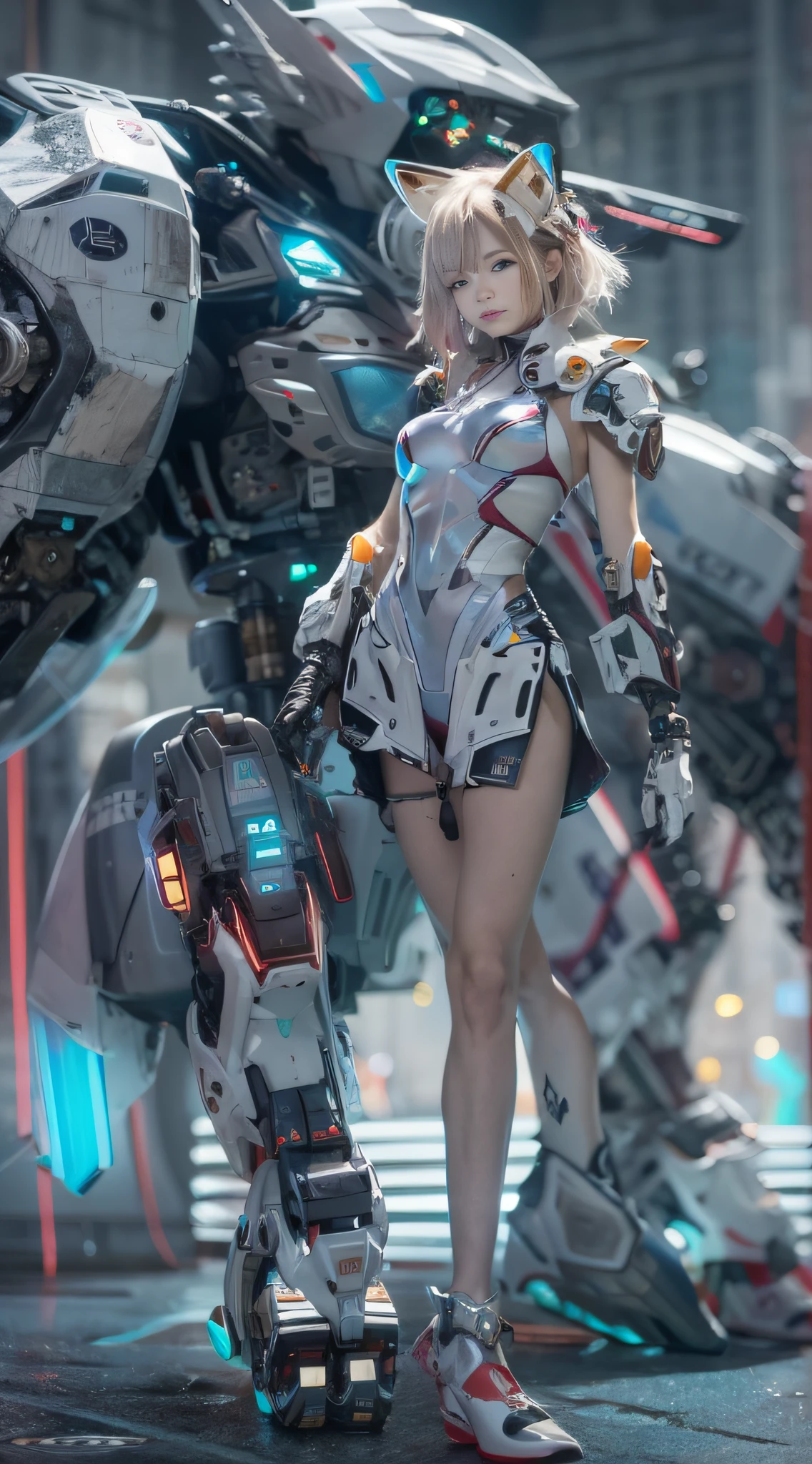 girl in mecha cyber armor, 8K Ultra Clear，Mechanized Valkyrie girl