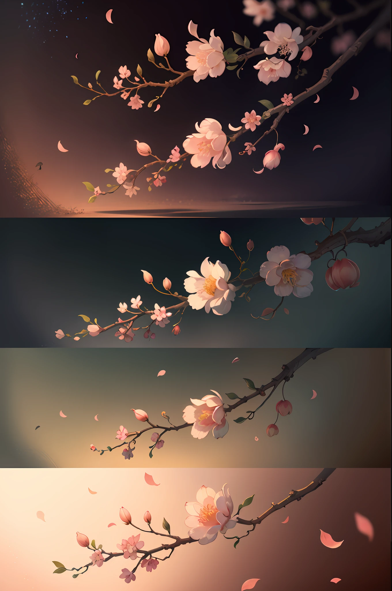 Original,(illustratio:1.1),(best qualtiy),(tmasterpiece:1.1),(the Extremely Detailed CG Unity 8K Wallpapers),(a color:1.2),Peach blossom tree,Peach blossom petals,scenecy,rios|Wagas,