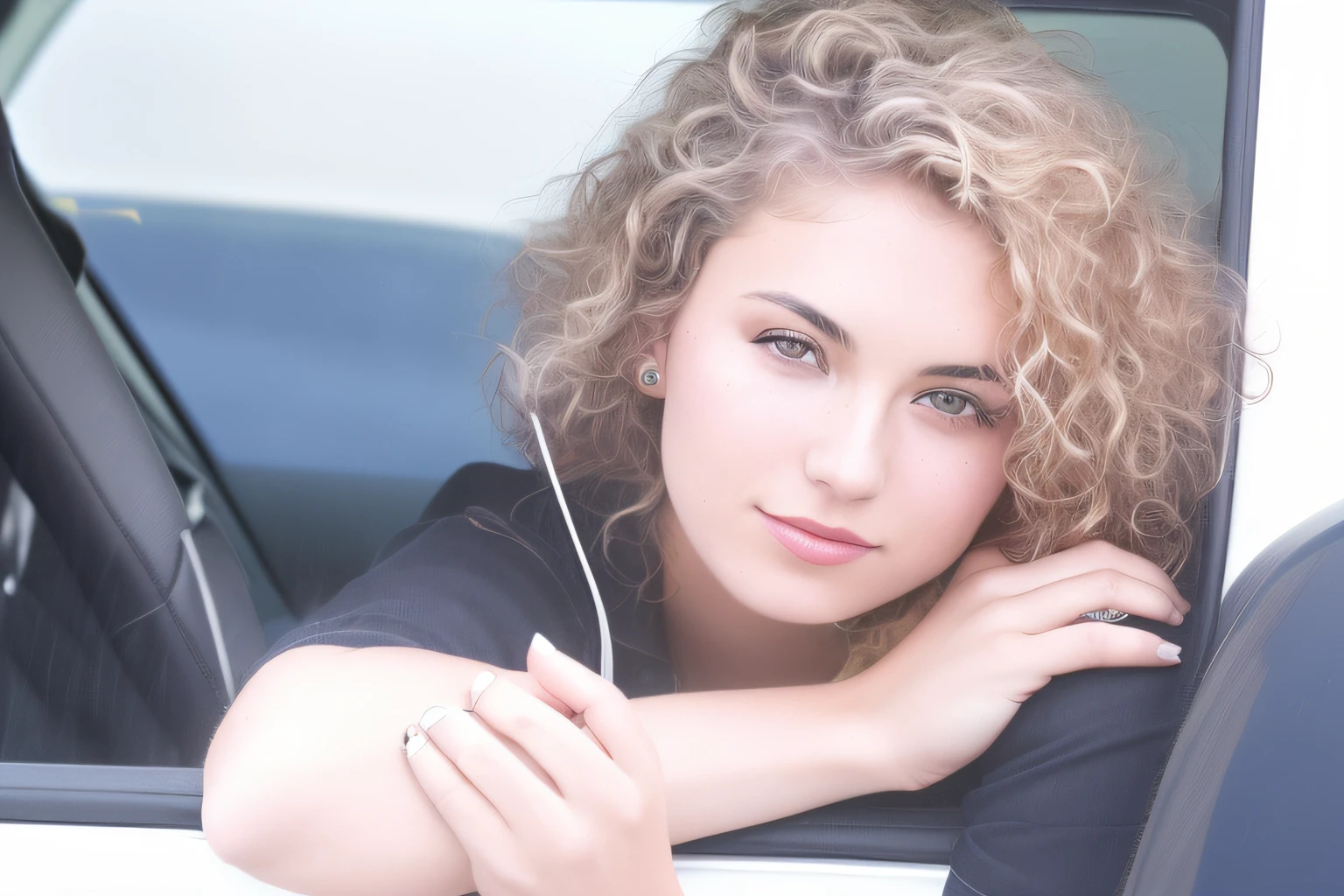 there is a woman that is sitting in a car with her hand on the window, taken in the late 2000s, taken in the mid 2000s, sitting in her car, annie leibowit, sofya emelenko, closeup headshot, sandra chevier, emily rajtkowski, portait photo, profile shot, promo shot