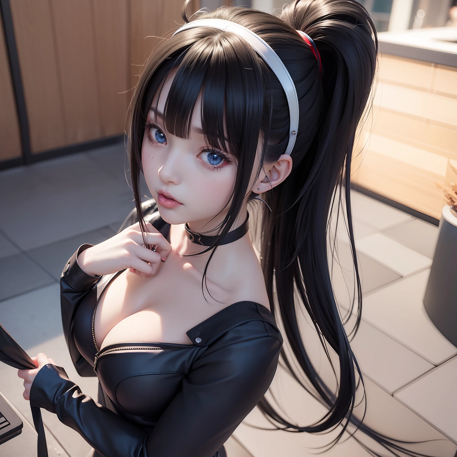 Blue eyes and black hair (Open mouth and stick out tongue) Anime Girls, (The Joker)mint(spider-man)a girl in, 1girl, Seductive Anime Girl, Smooth Anime CG Art, Fine details. girls' frontline, photorealistic anime girl render, render of april, from girls frontline, ultra-detailliert, aesthetic, ​masterpiece, top-quality, render of a cute 3d anime girl, beautiful alluring anime woman, anime moe art style, Very detailed ArtGerm, azur lane style